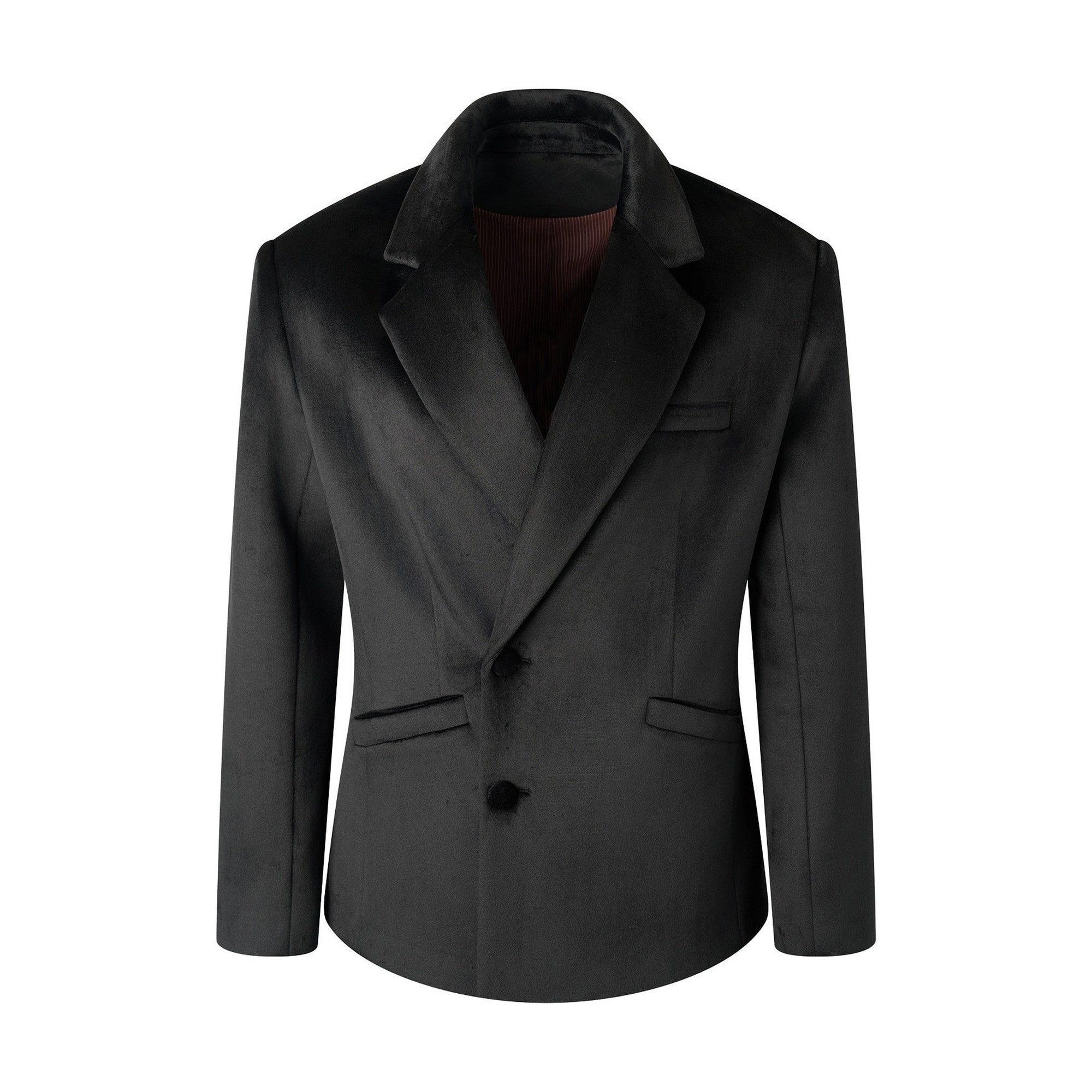 Non Iron Elegant Tapered Button Detail Unisex Kids Black Velvet Blazers main image