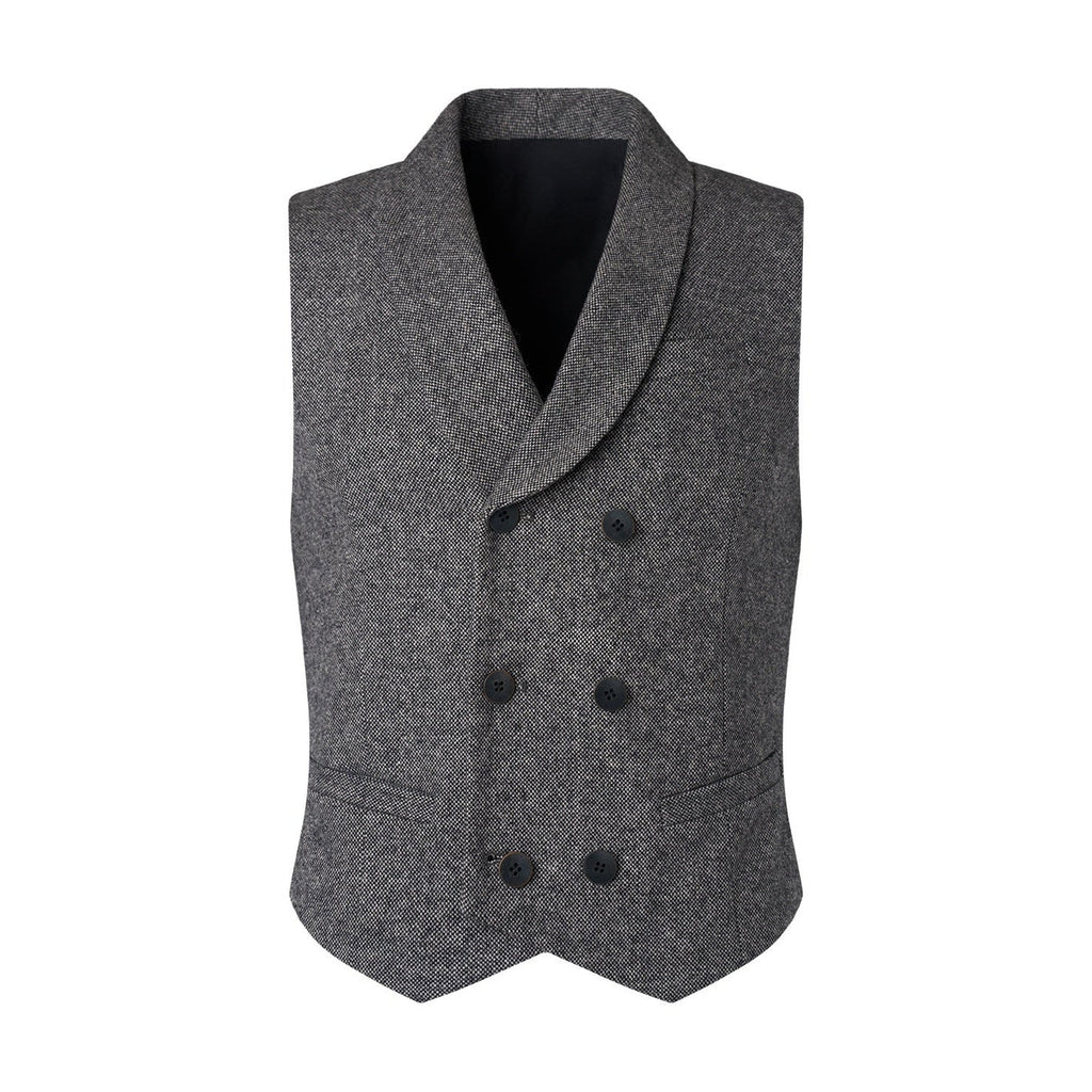 Non Iron Wool Blend Slim Button Slanted Hem Youth Dark Gray Tailored Waistcoats main image