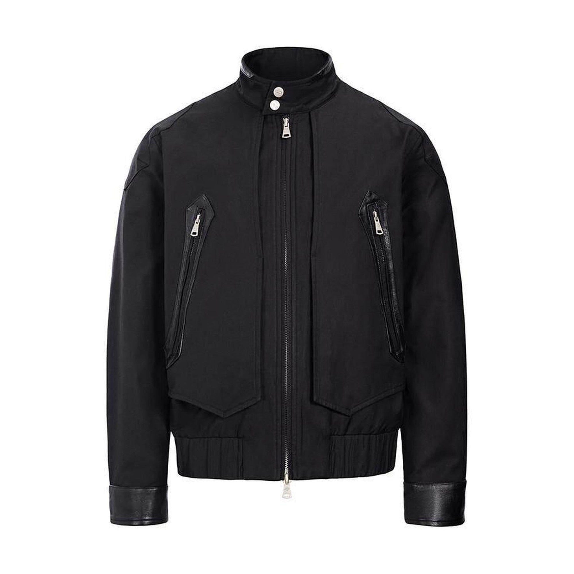 Oversized Stand Collar Long Sleeve Black Youthful Trendy Casual Cropped Jackets main image