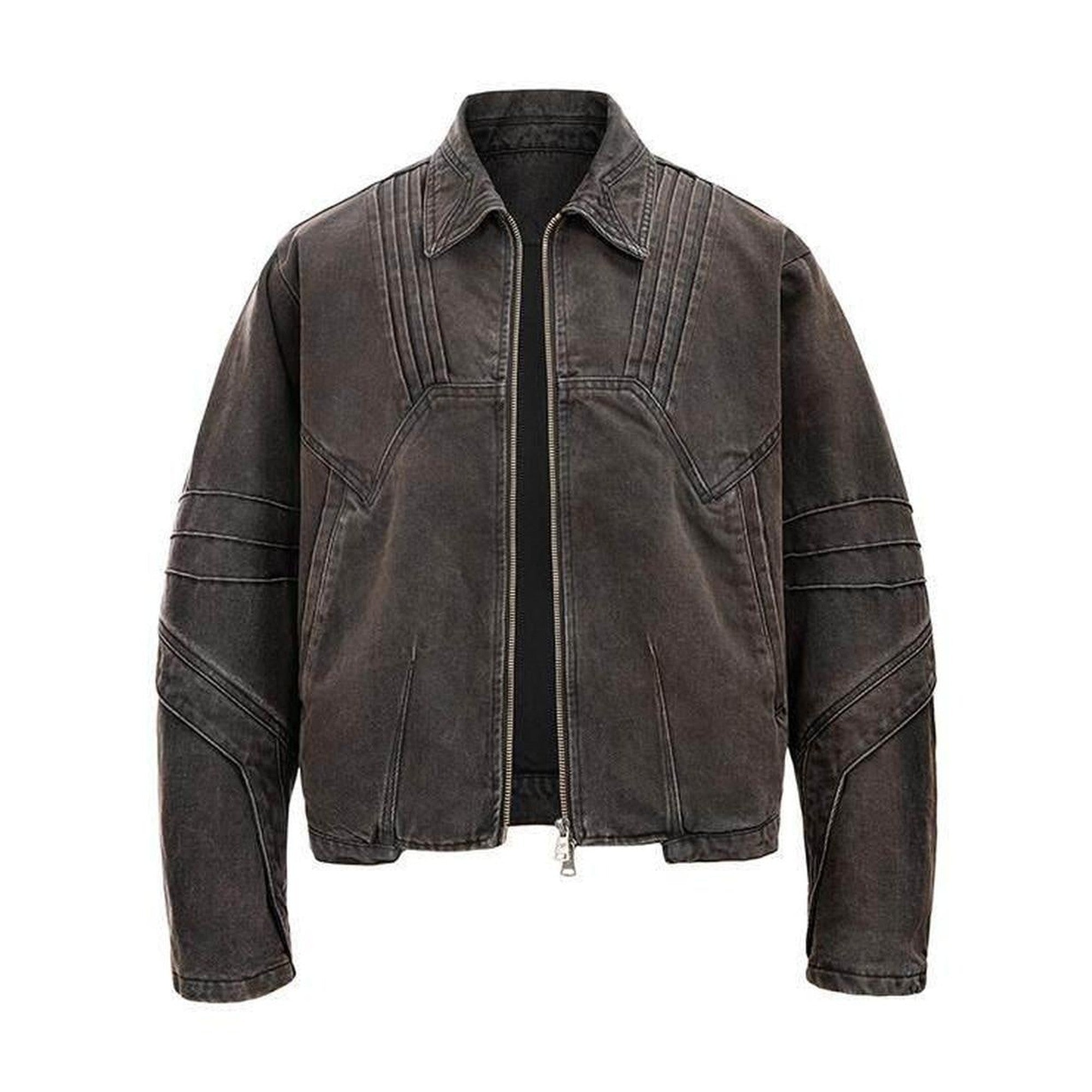 Oversized Turn Down Collar Long Sleeve Youthful Blue Brown Denim Jackets main image