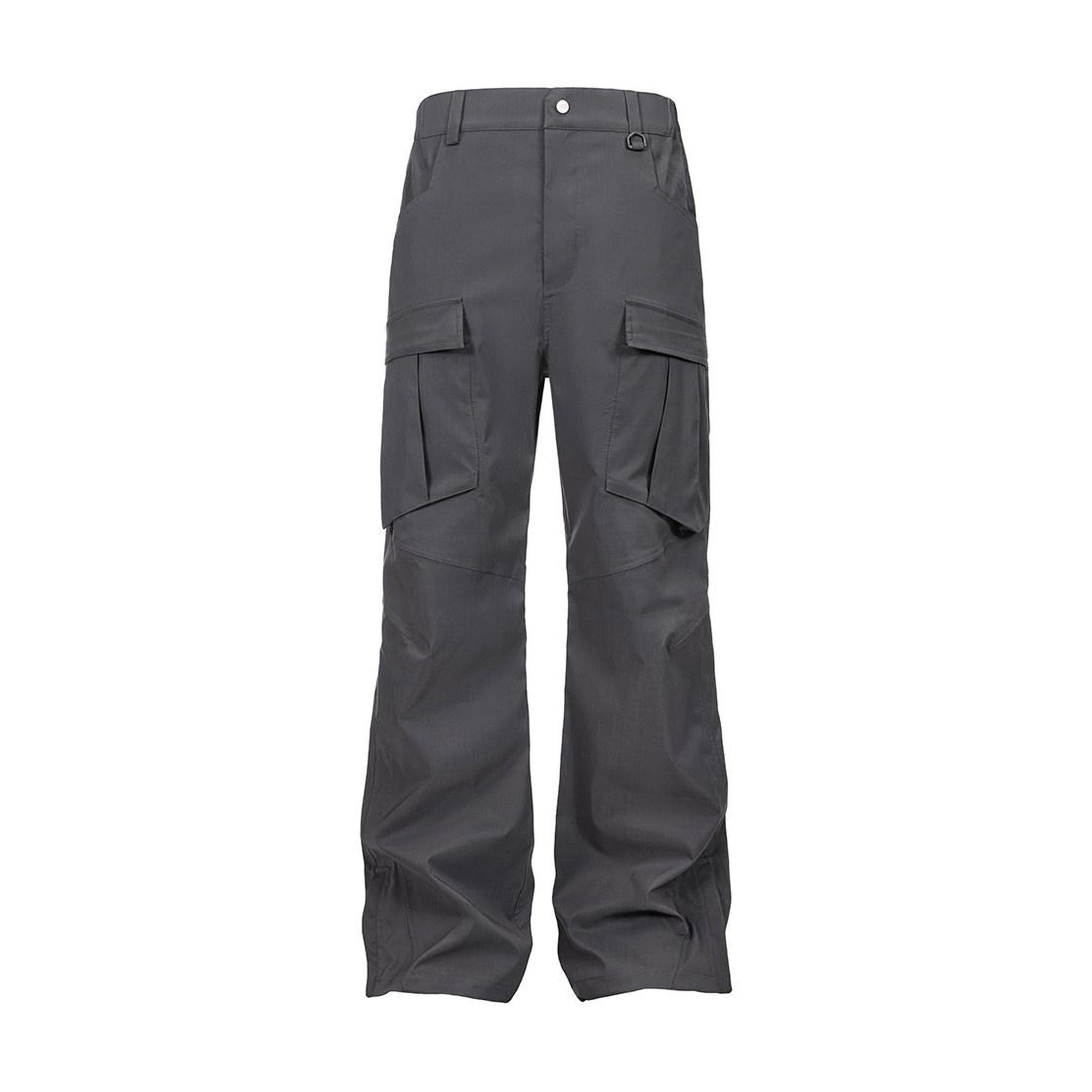 Pleated Straight Leg Casual Daily Youth Button Fly Black Gray Shell Pants main image