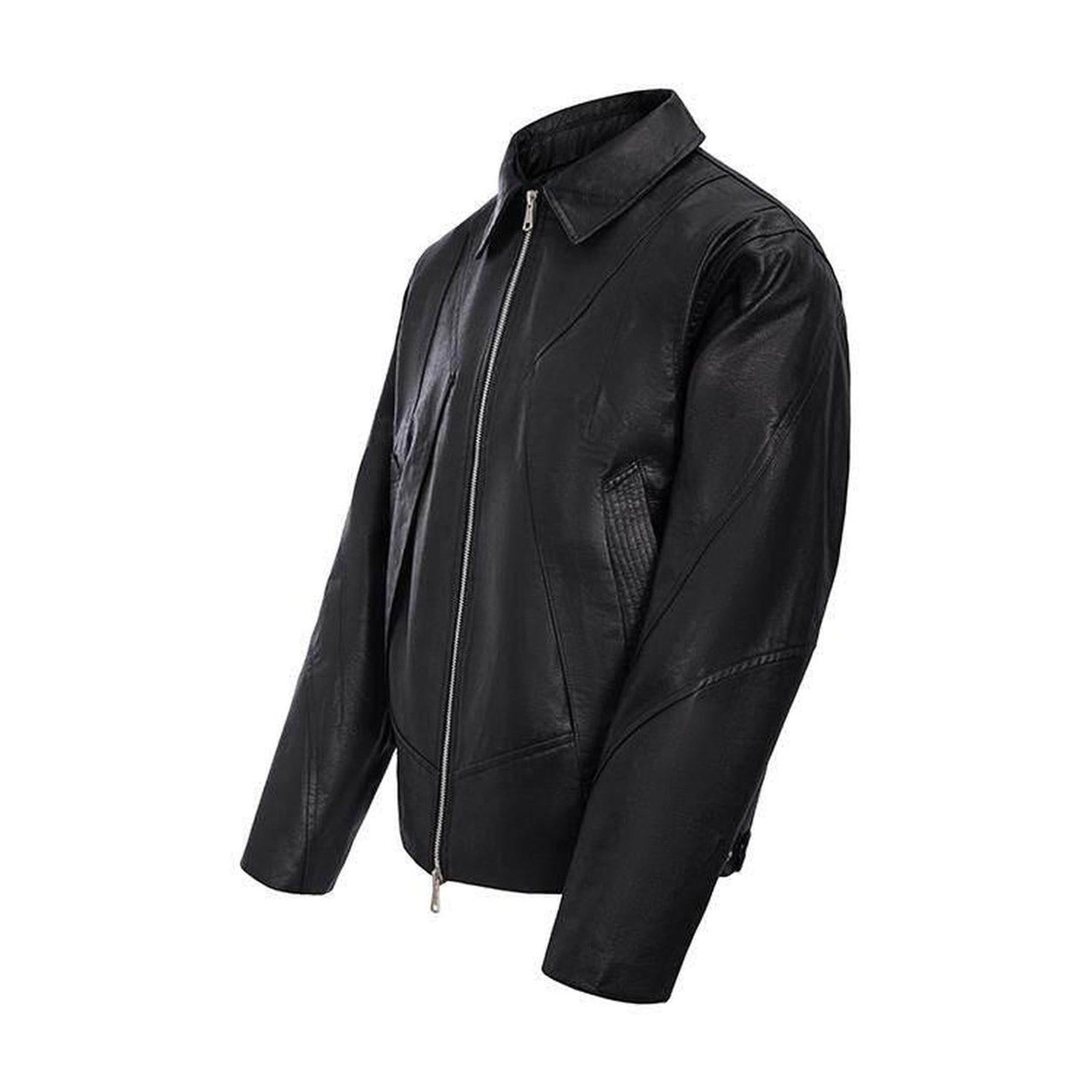 Premium Black Oversized Lapel Long Sleeve Youth Trendy Street Leather Jackets main image