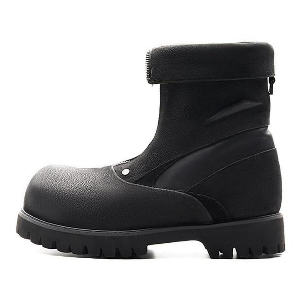 Premium Cowhide Zipper Round Toe Casual Eva Sole High-Top Leather Boots main image
