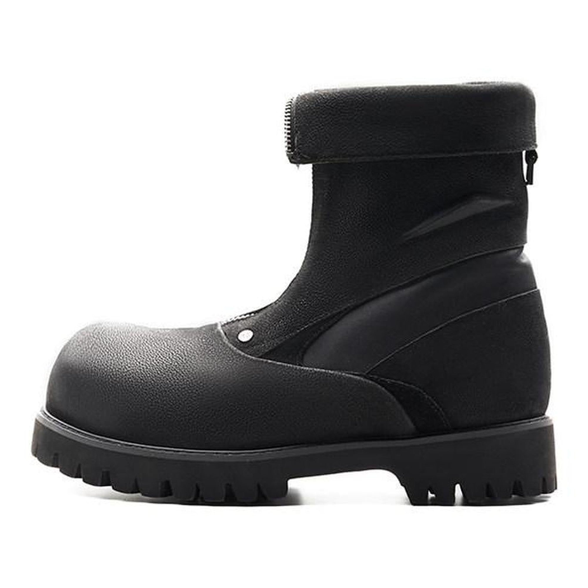 Premium Cowhide Zipper Round Toe Casual Eva Sole High-Top Leather Boots main image