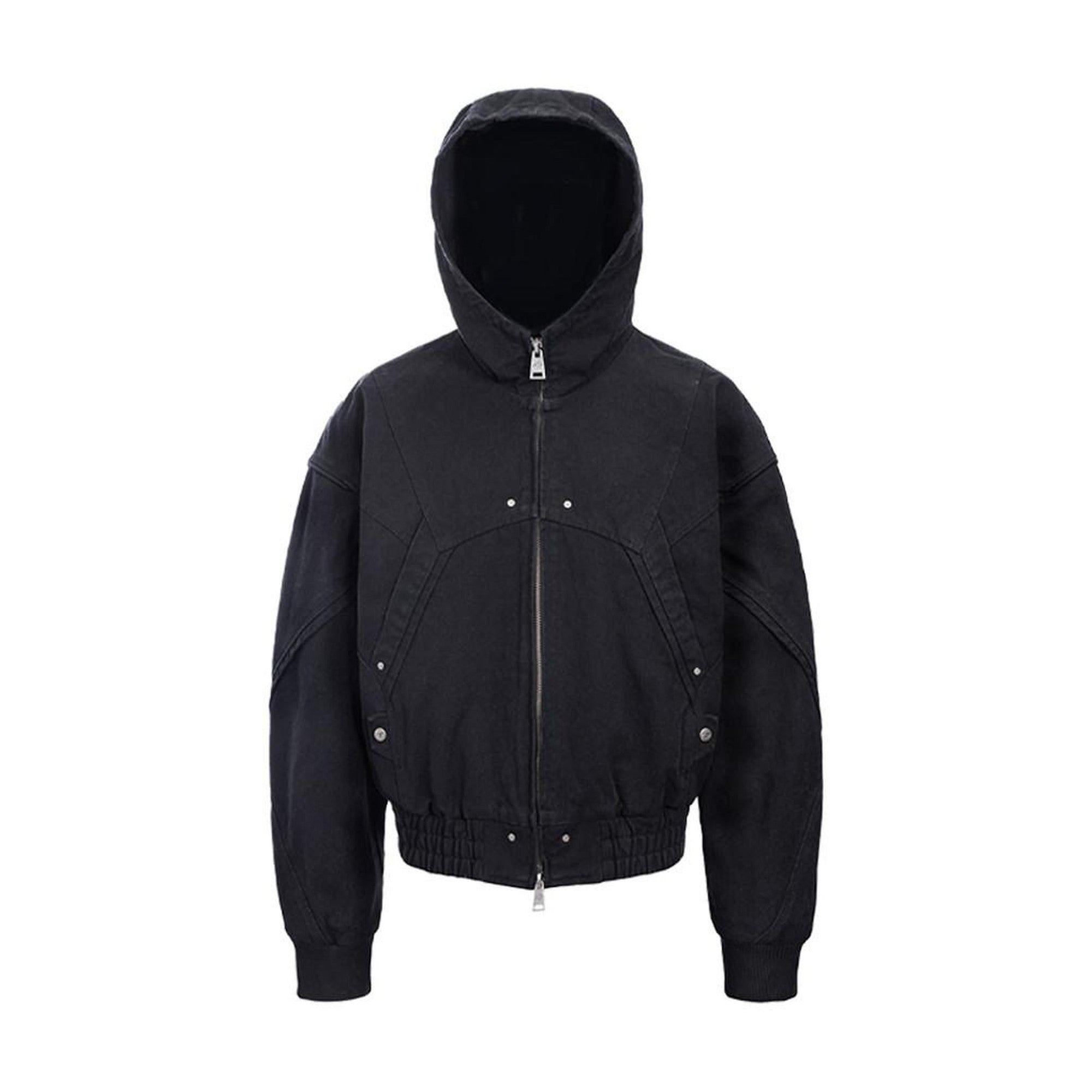 Pure Cotton Ribbed Hooded Loose Fit Unisex Commute Embroidered Cropped Jackets main image
