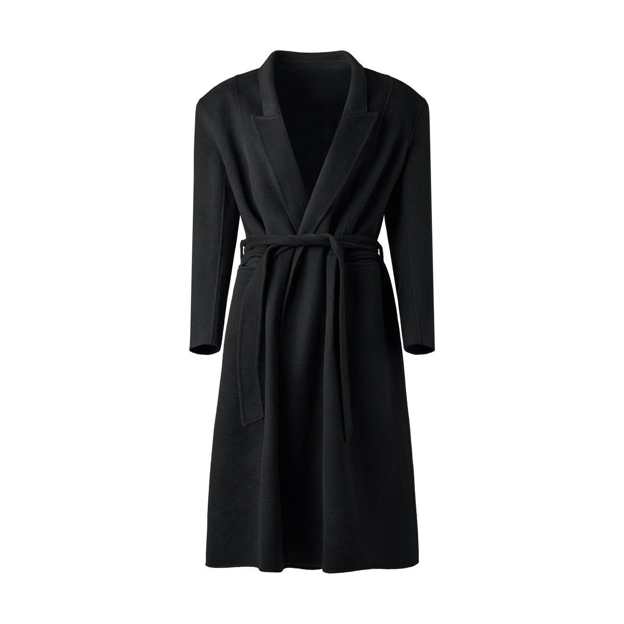 Pure Wool Warm Slim Long Notch Collar Kids Black Single Breasted Wool Coats main image