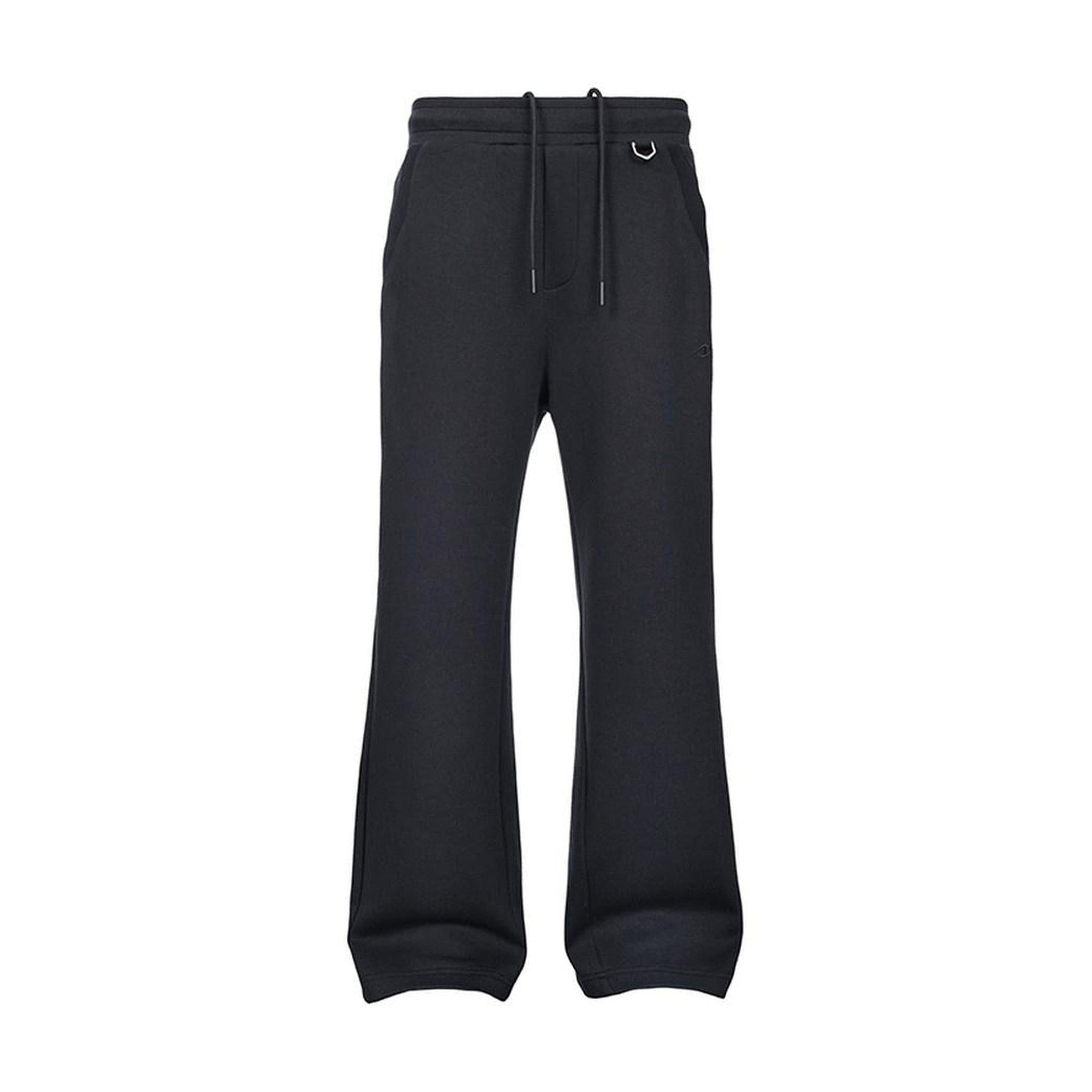 Quick Dry Structured Loose Fit Drawstring Casual Black Grey Wide Leg Pants main image