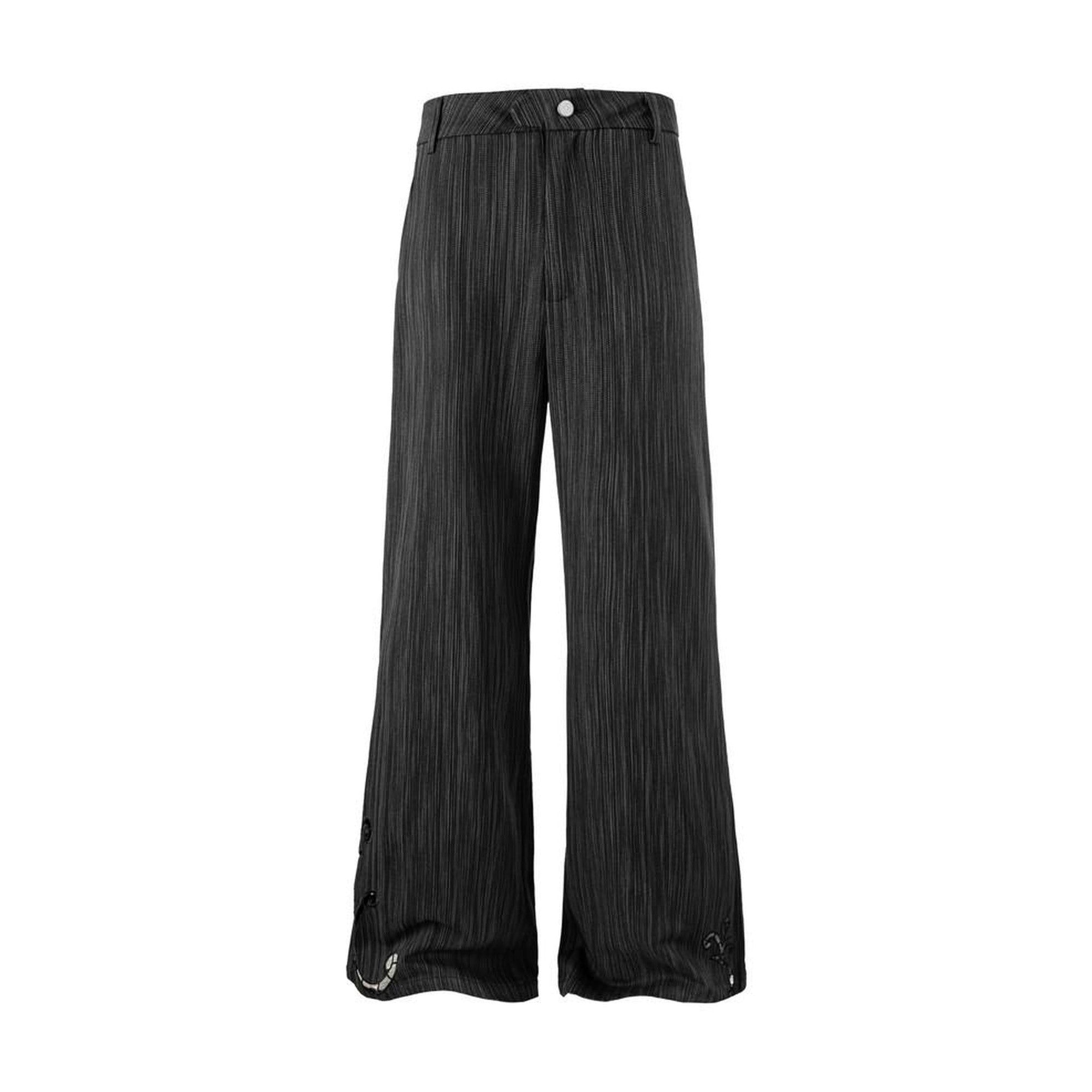 Relaxed Fit Edgy Urban Chic Casual Teen Striped Black Flared Pants main image