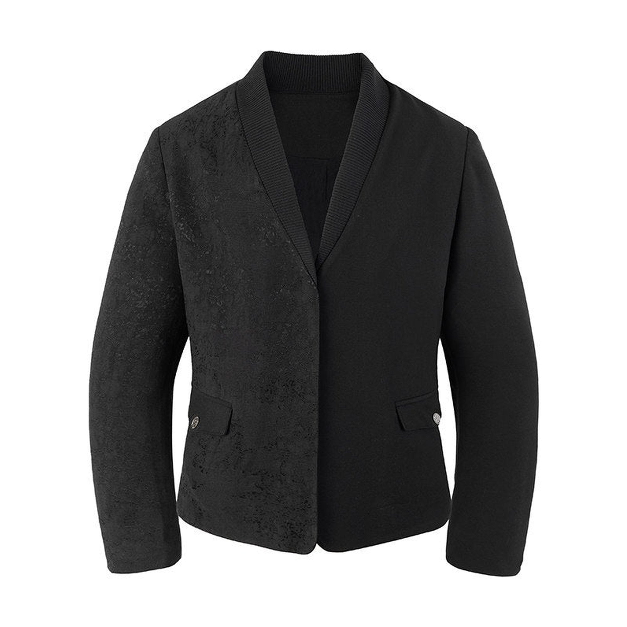 Relaxed Patchwork Urban V-neck Unisex Youth Viscose Linen Blend Solid Blazers main image