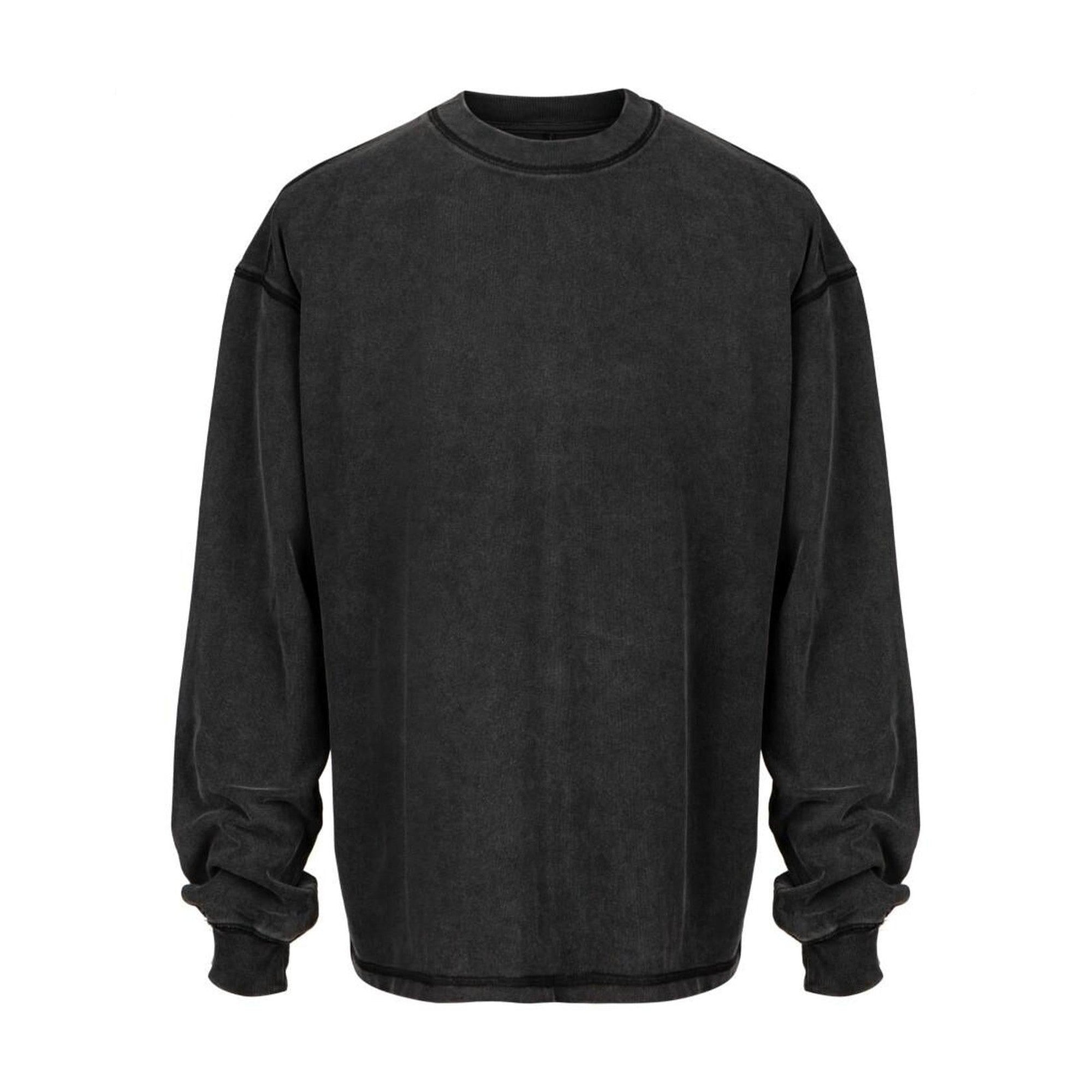 Ribbed Washed 100 Percent Cotton Crewneck Mens Street Casual Oversized T-Shirts main image