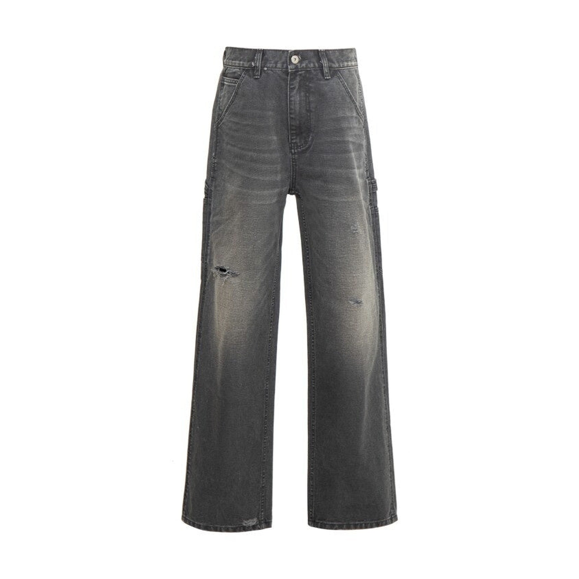Ripped Washed Mid Rise Grey Denim Relaxed Outdoor Breathable Classic Cargo Pants main image