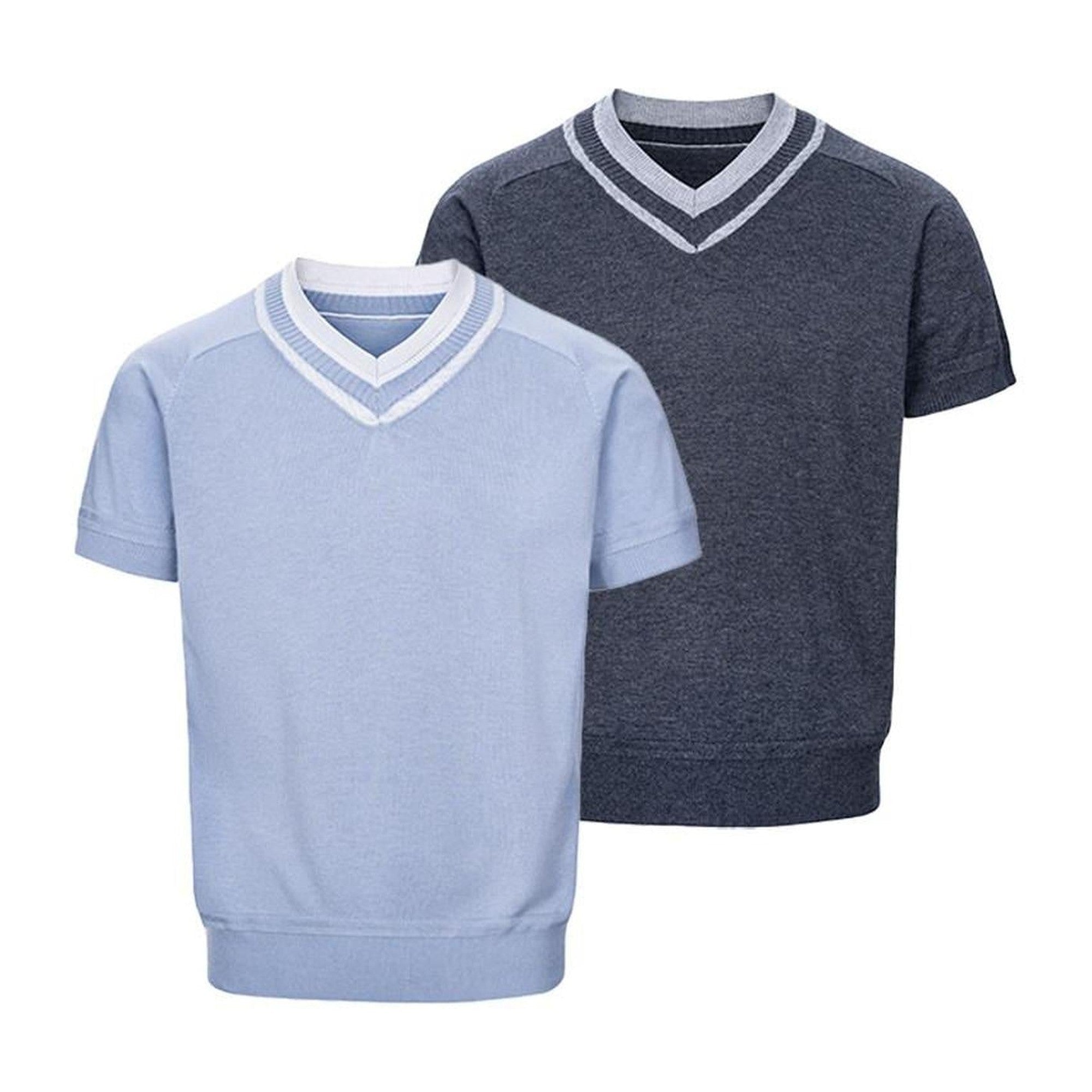 Silk Finish Loose V-neck Unisex Casual Blue Black Gray Short Sleeve T-Shirts main image