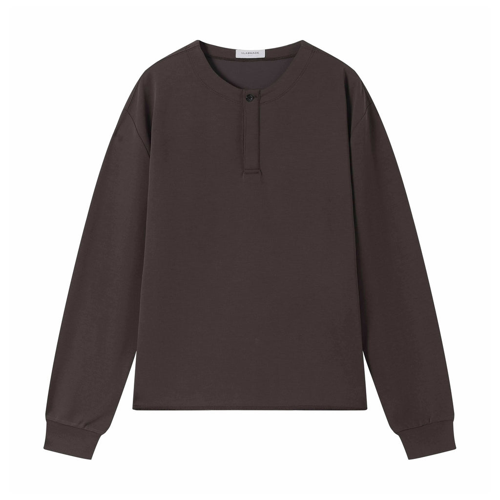 Skin Friendly Breathable Modal Loose Fit Button Cuffed Unisex Henley Shirts main image