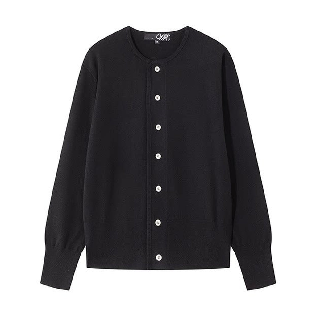 Soft Handstitched Slim Cropped Round Neck Unisex Wool Blend Button Cardigans main image