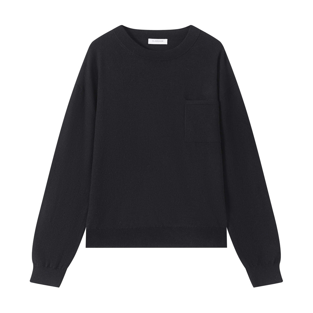 Soft Wool Blend Knit Loose Fit Cropped Unisex Streetwear Crewneck Sweatshirts main image
