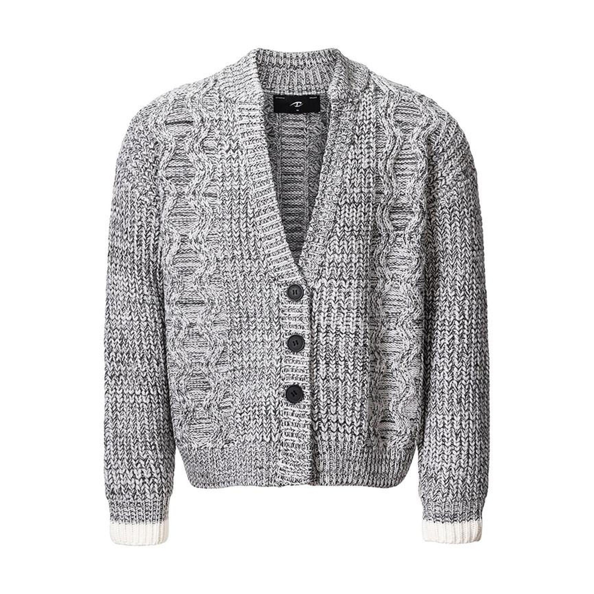 Star Pattern Warm V-neck Casual Unisex Long Sleeve Grey Knit Cardigans main image