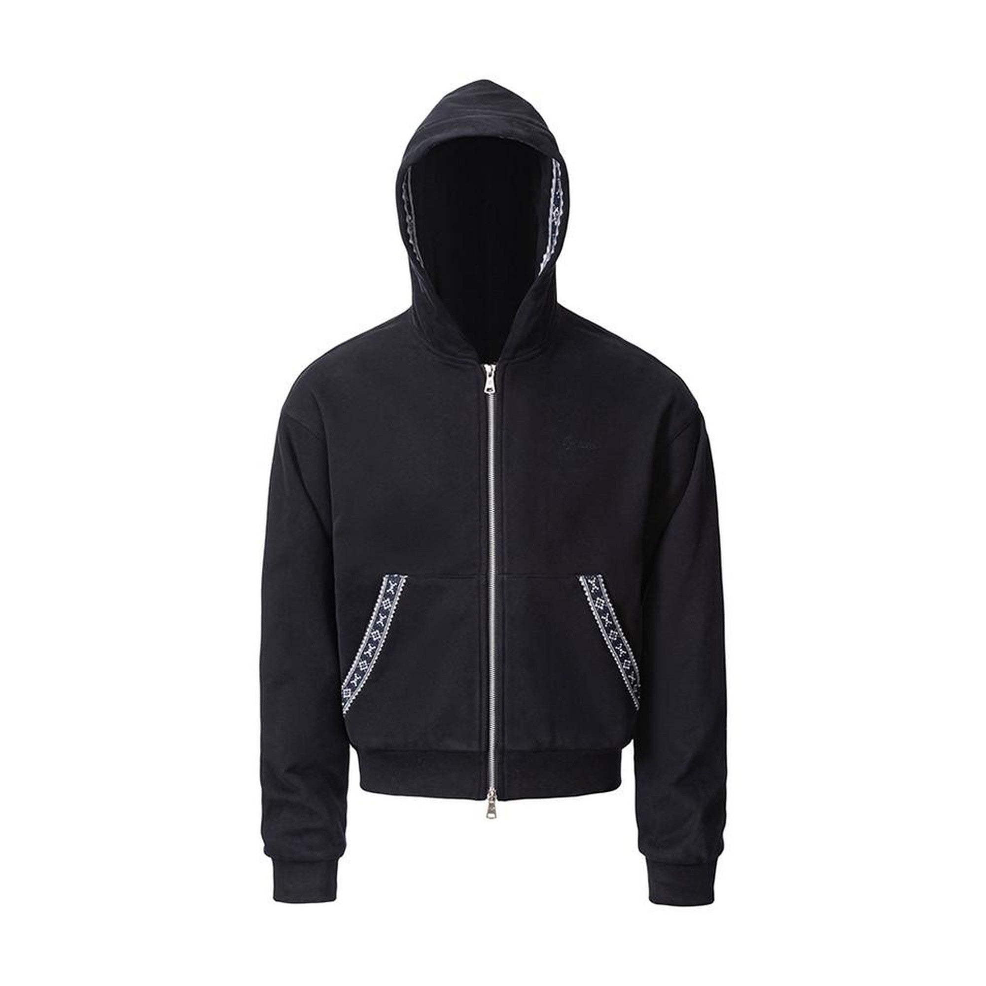 Striped Zip Up Regular Fit Hooded Casual Unisex Everyday Black Gray Hoodie main image