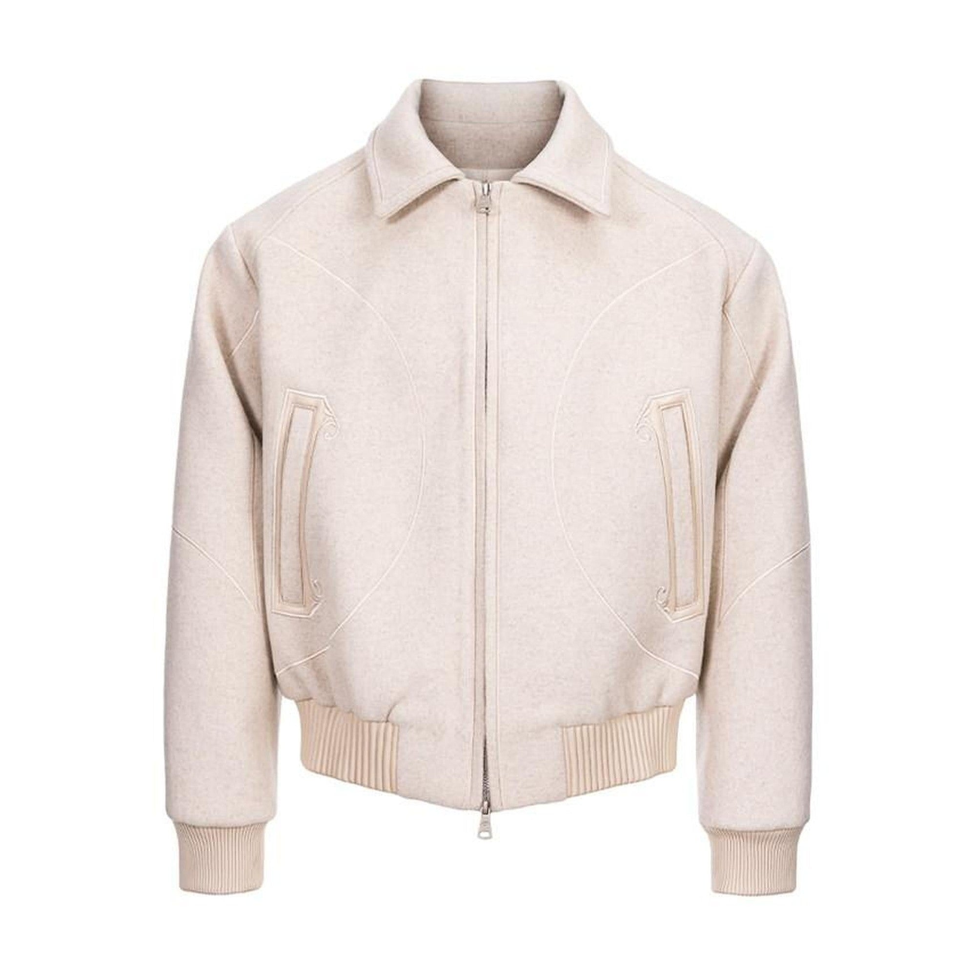 Stylish Loose Fit Casual Zipper Turn Down Collar Men Black White Jackets main image