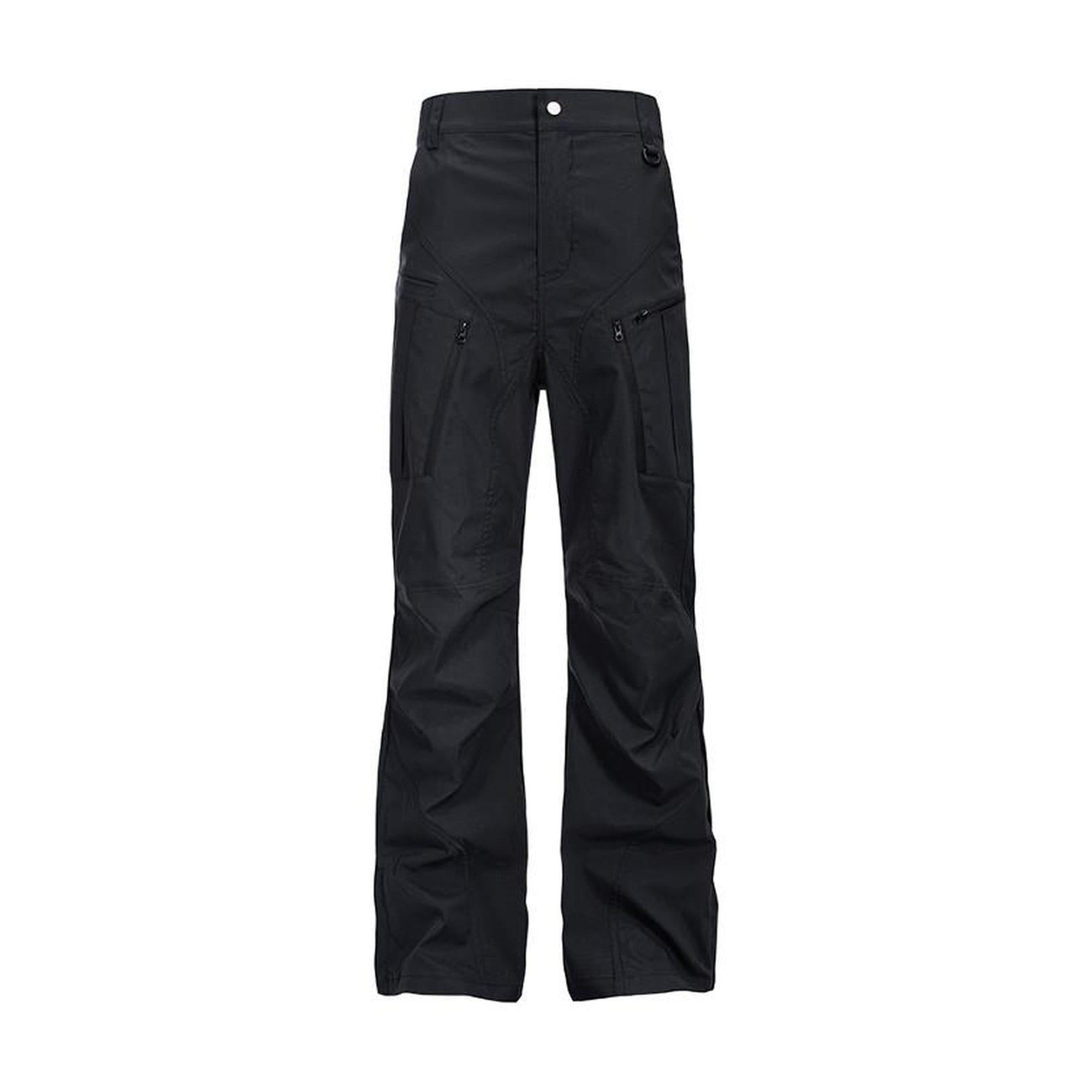 Sun Protection Patchwork Loose Straight Button Fly Black Green Cargo Pants main image