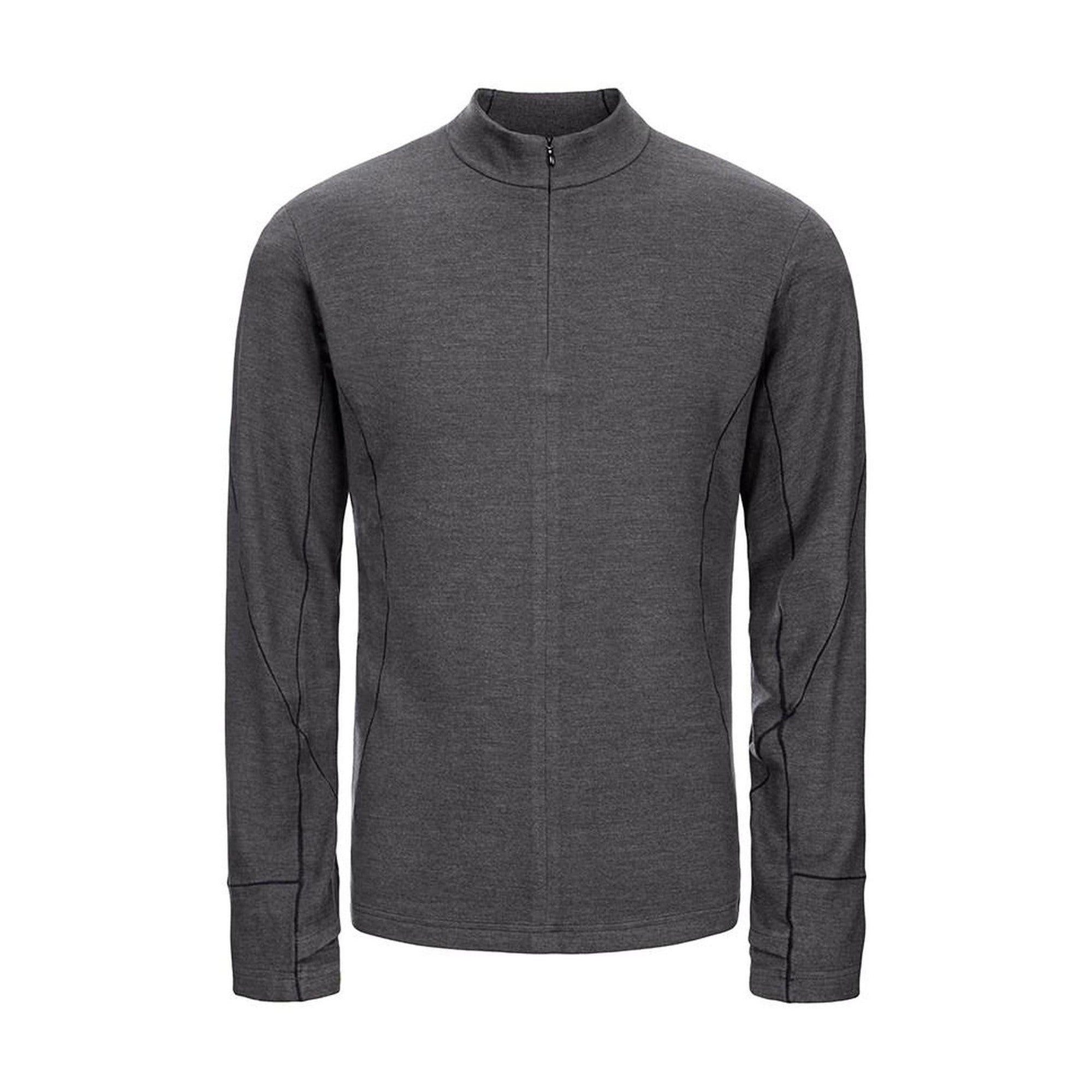 Thermal Zip Stand Collar Oversized Casual Unisex Black Grey Long Sleeve T-Shirts main image
