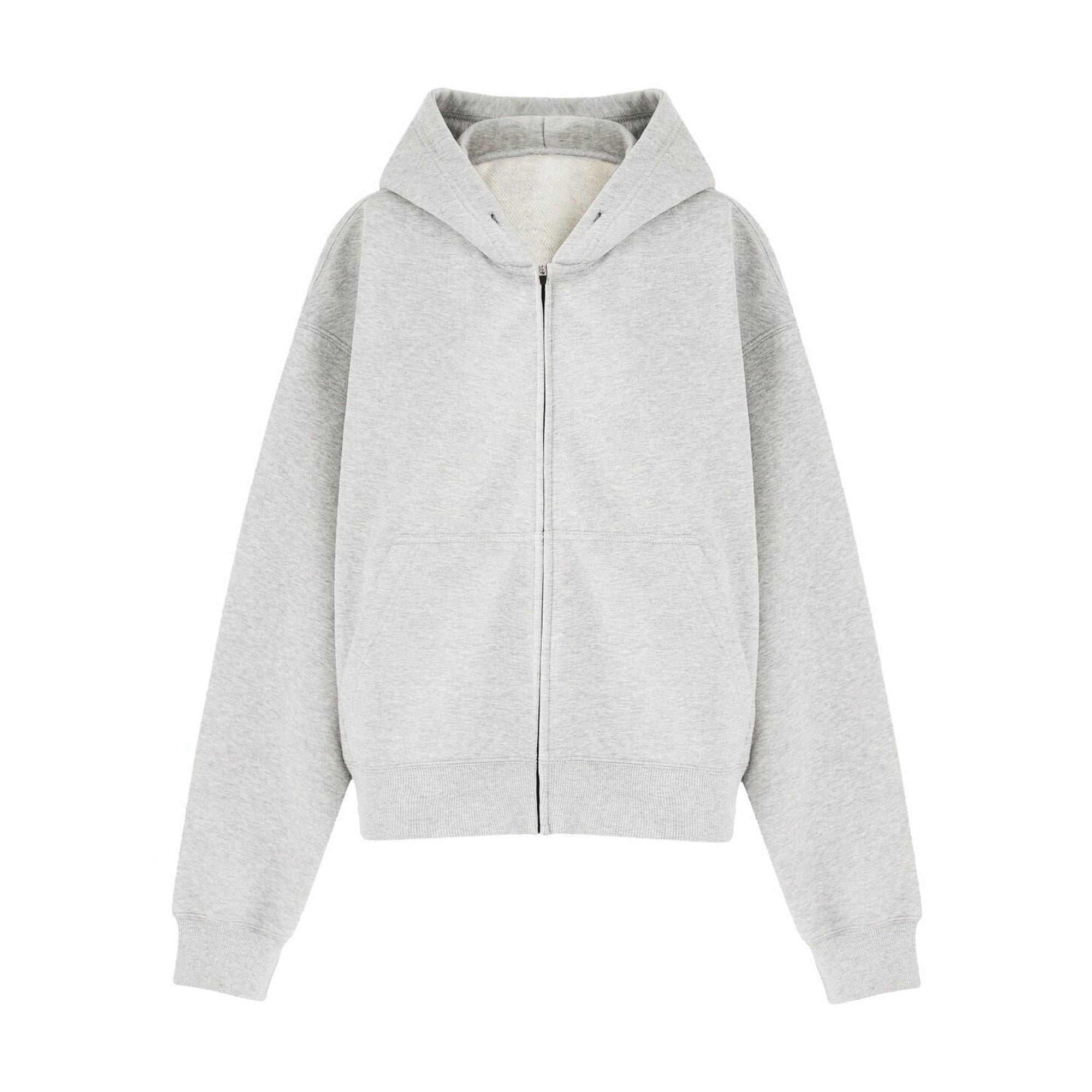 Thick Brushed Cotton Loose Cropped Hooded Patch Pockets Women Zip Hoodies main image