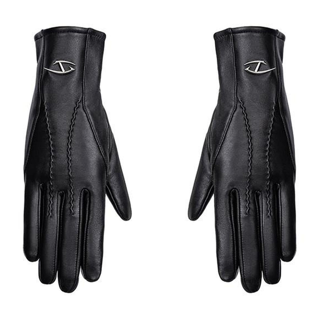 Thick Sheepskin Leather Long Minimalist Black Driving Gloves main image