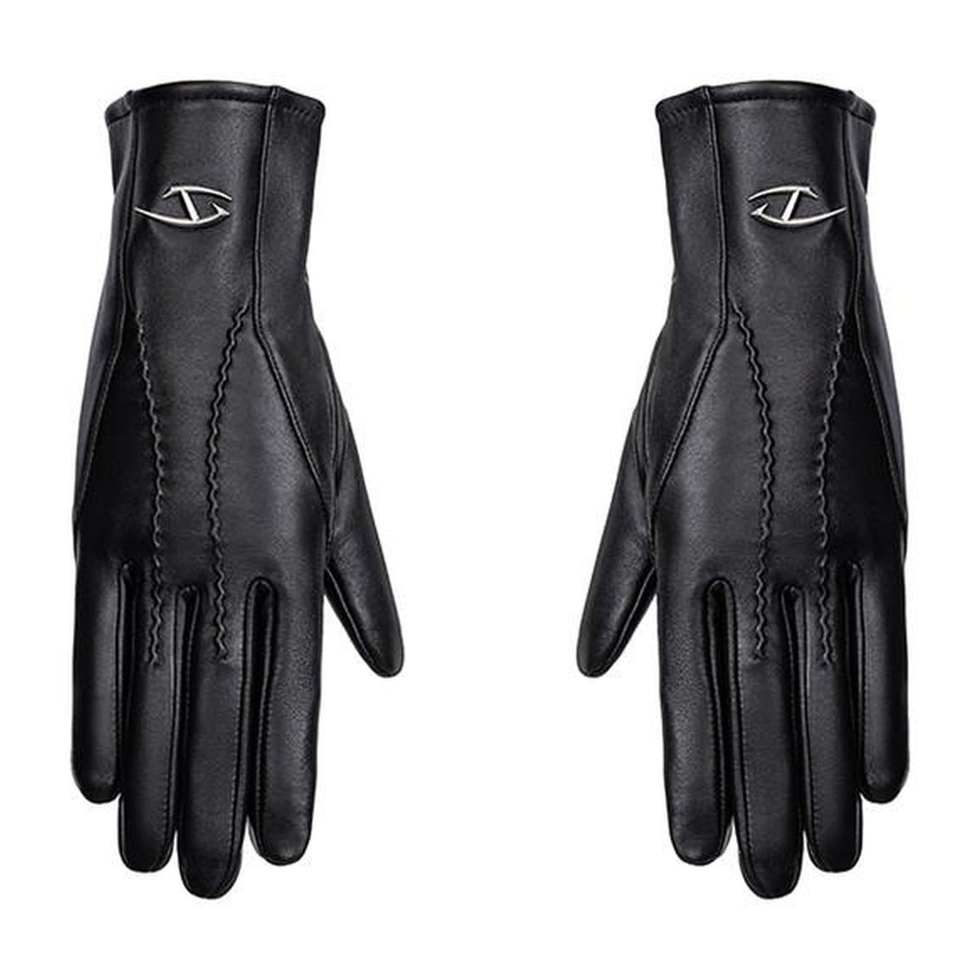 Thick Sheepskin Leather Long Minimalist Black Driving Gloves main image