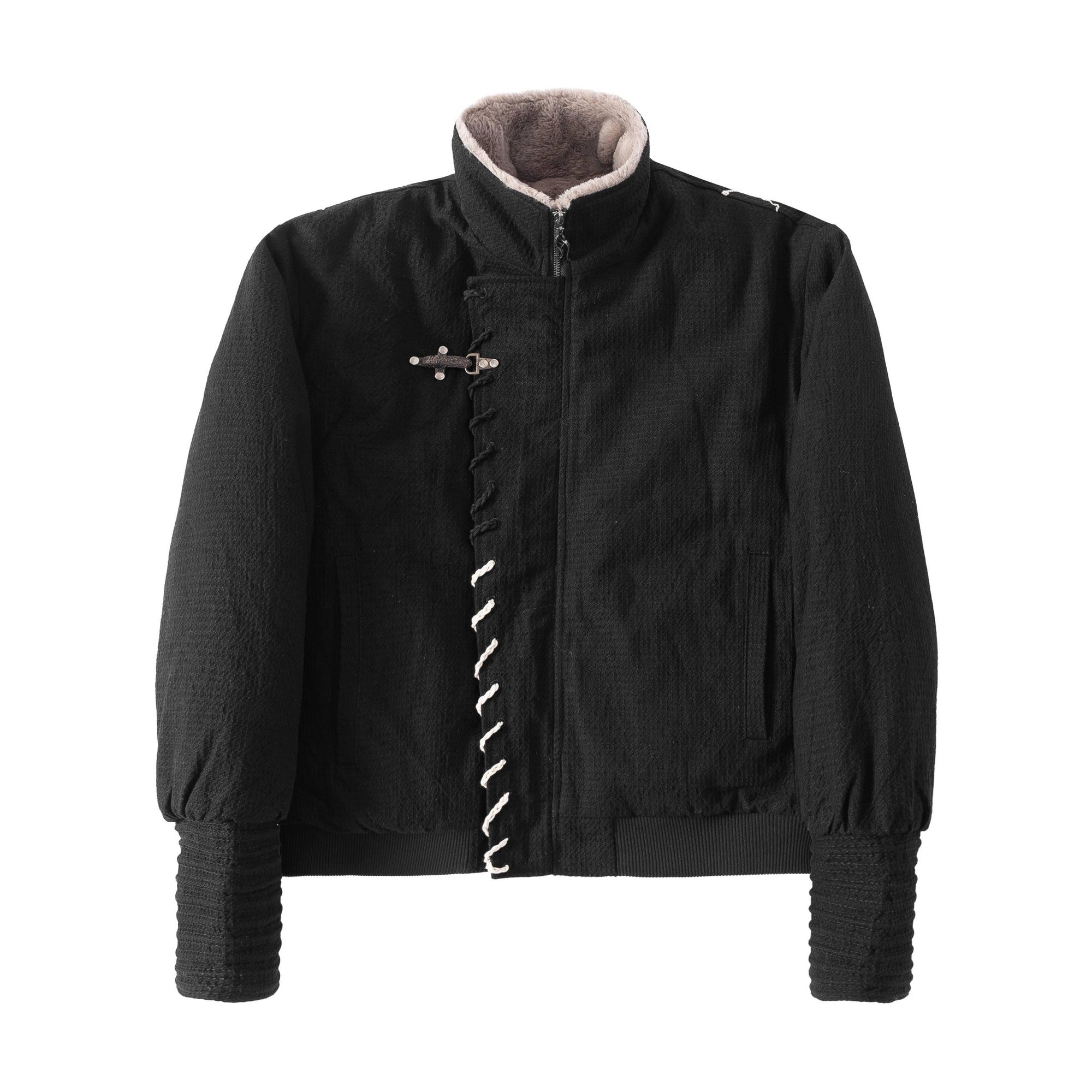 Thick Warm Cotton Filled Loose Stand Collar Casual Black Puffer Jackets main image