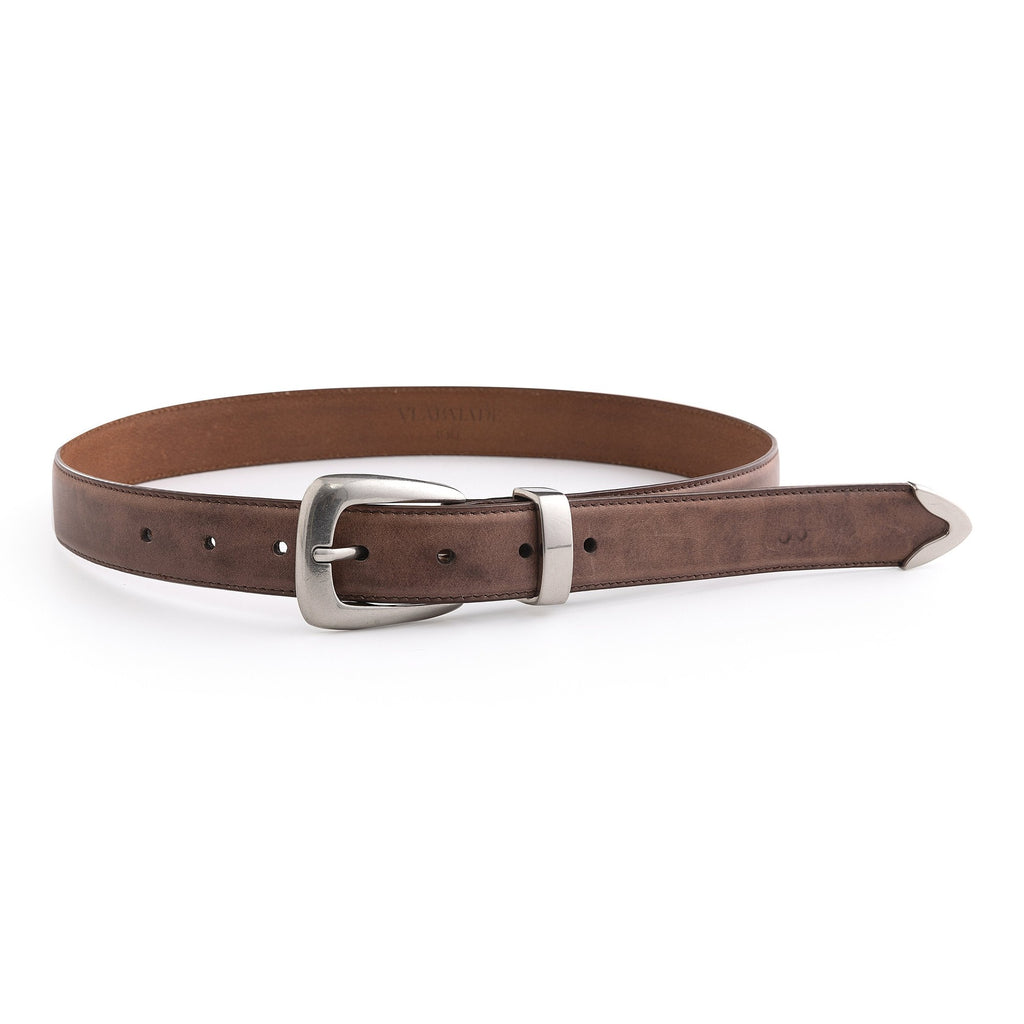 Top Grain Leather Elegant Gloss Pin Buckle Mens Vintage Leather Belts main image