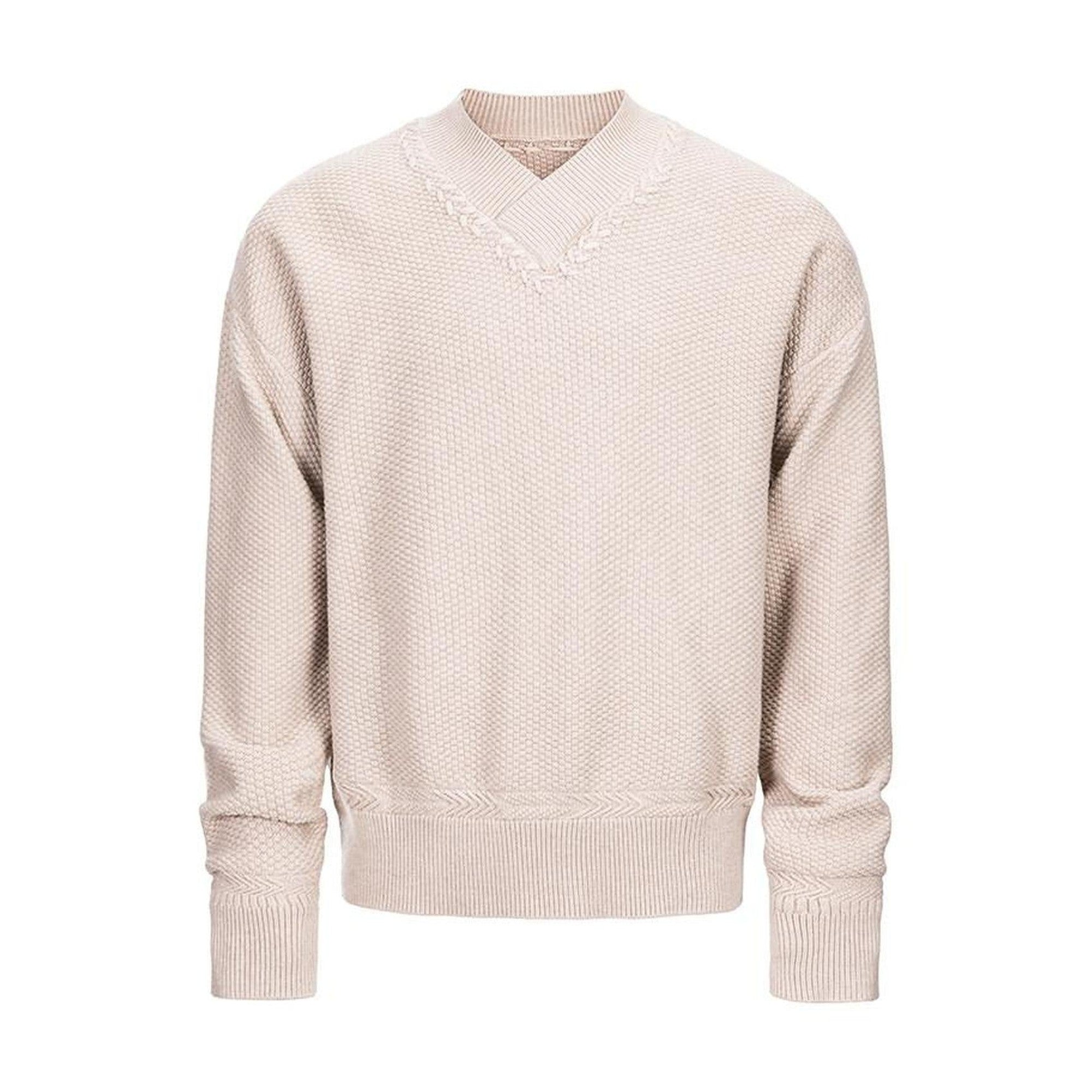 Warm 3D Wheat Ear V-neck Pullover Casual Unisex Home Commuter Knitwear Sweaters main image