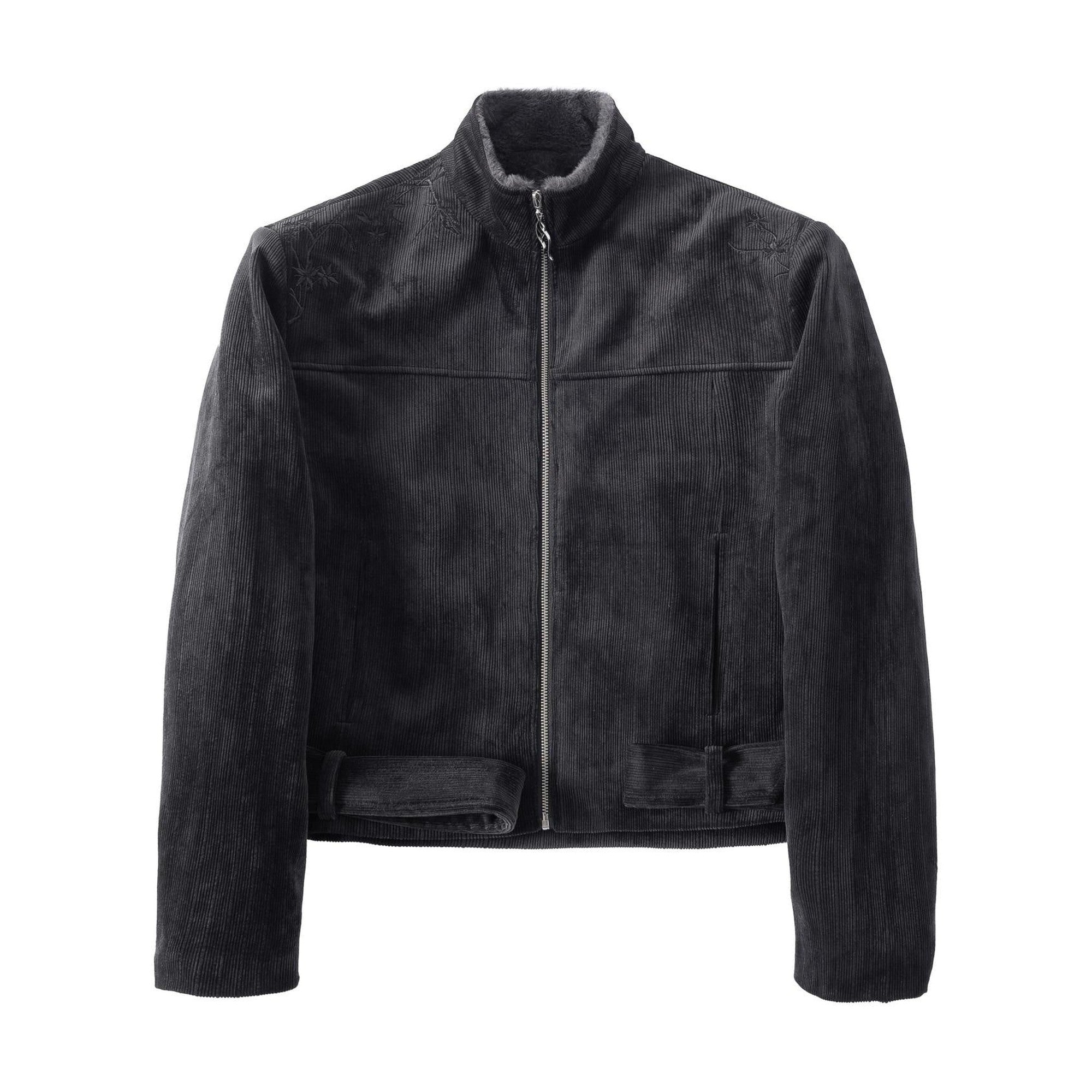 Warm Corduroy Fine Stripe Stand Collar Classic Fit Young Men Cropped Jackets main image
