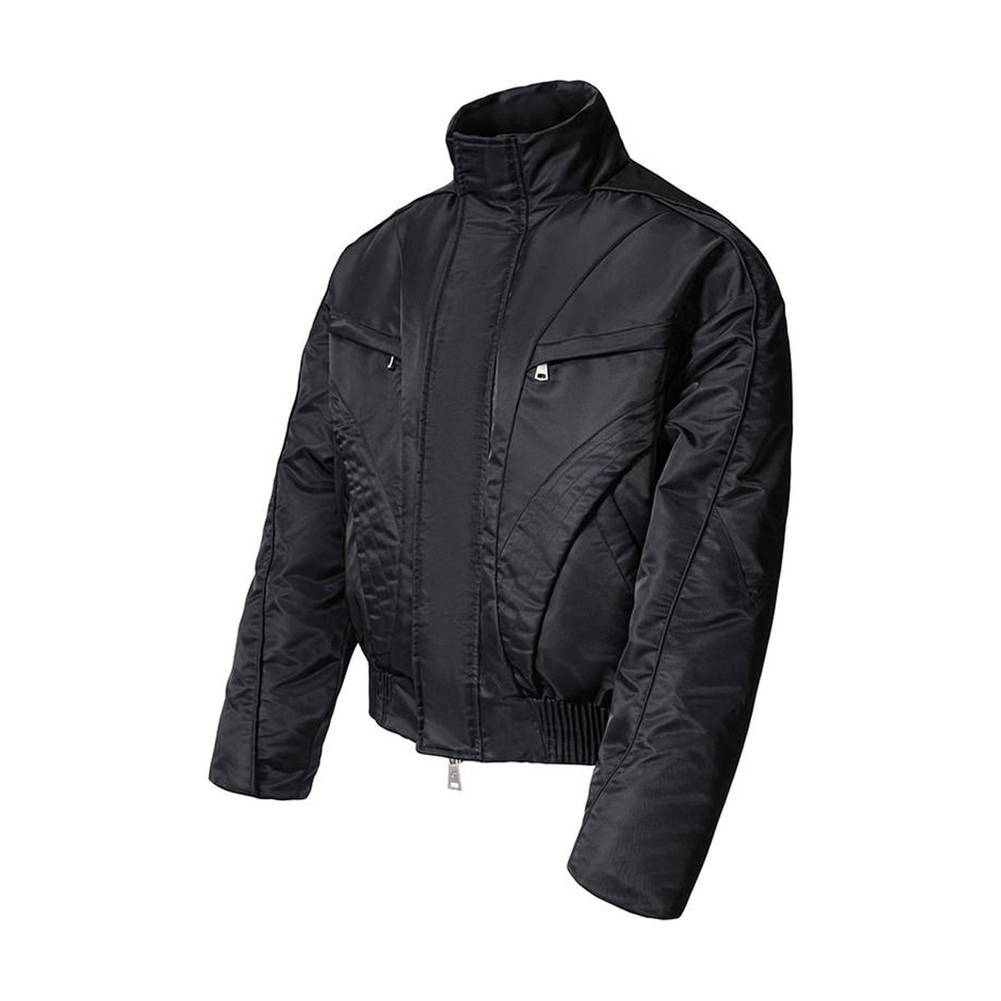 Warm Cotton Filled Loose Stand Collar Unisex Black Puffer Jackets main image