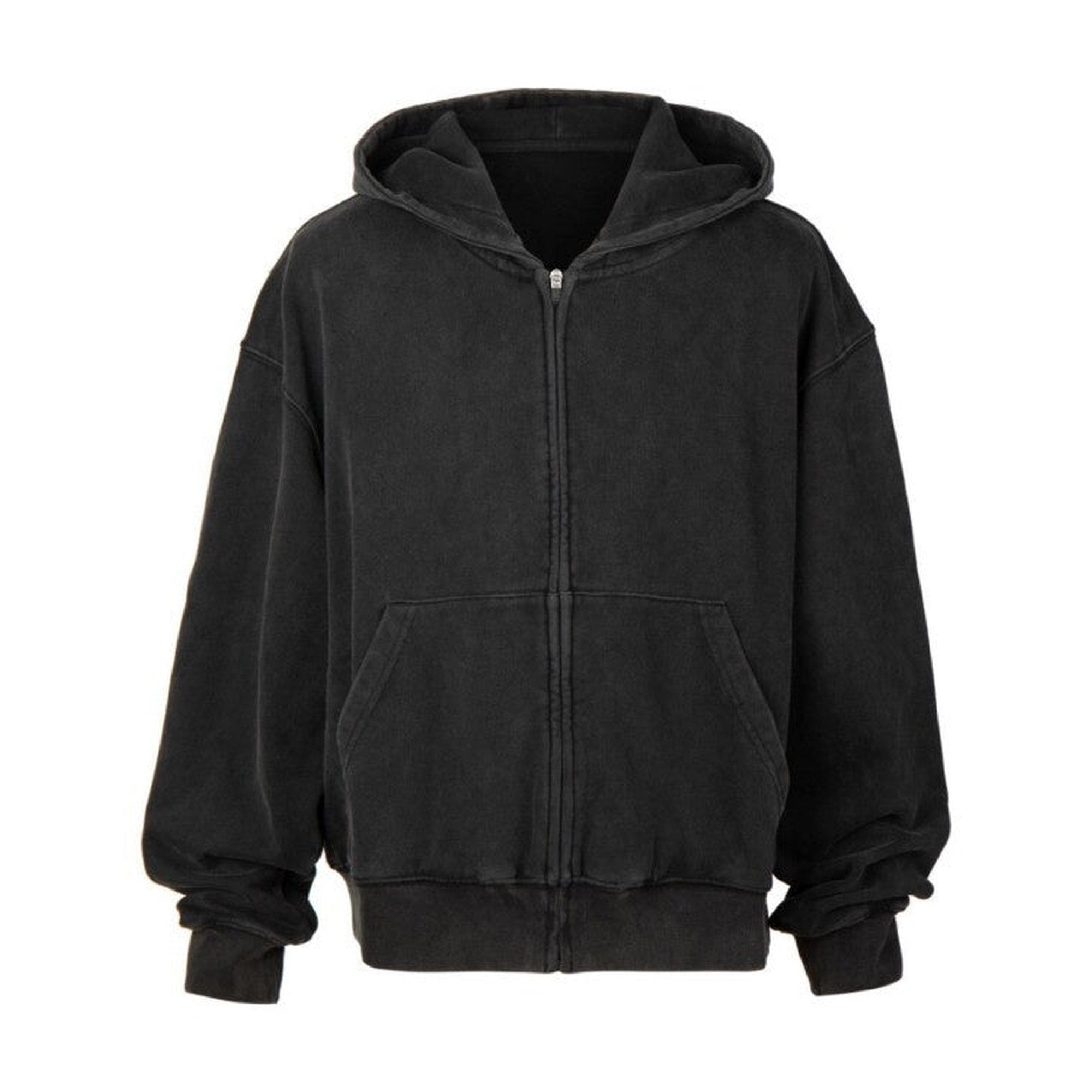 Warm Durable Cotton Loose Fit Hooded Drop Shoulder Mens Daily Casual Zip Hoodies main image