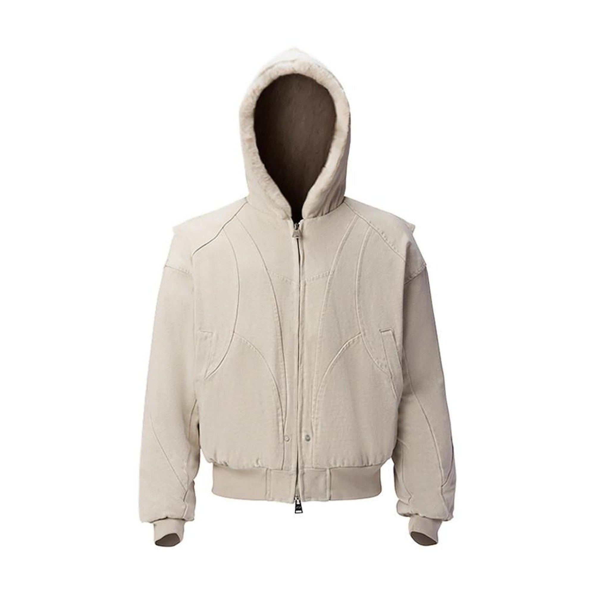 Warm Fleece Lined Loose Fit Hooded Zip Pockets Unisex Youth Cotton Jackets main image