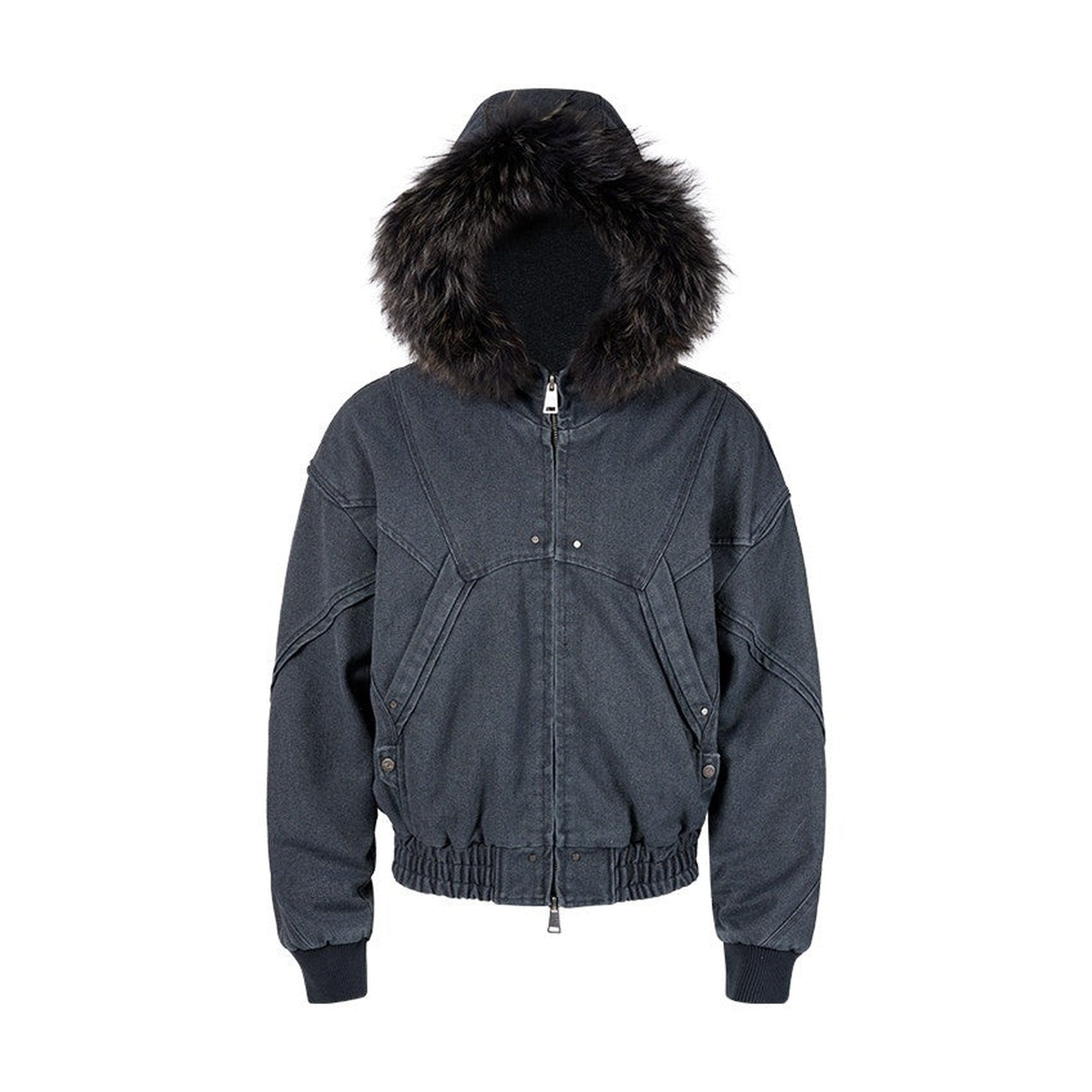 Warm Fleece Lined Washed Loose Fit Hooded Unisex Cleanfit Cotton Puffer Jackets main image