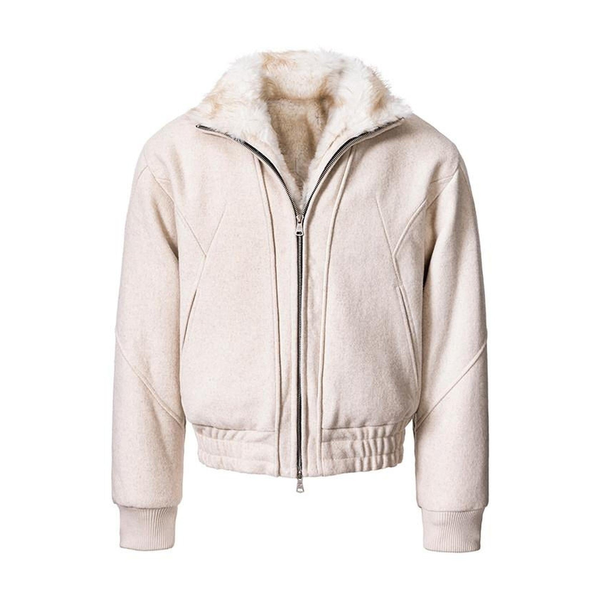 Warm Thick Oversized V-neck Zip Front Unisex Casual White Grey Jackets main image