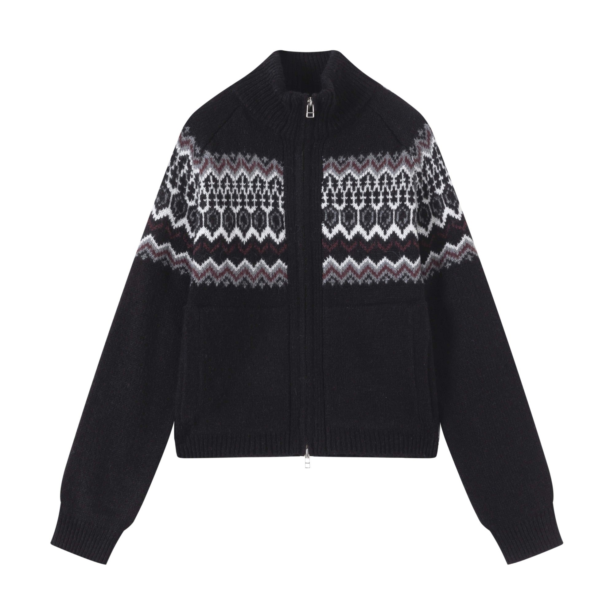 Warm Vintage Oversized Jacquard High Neck Unisex Street Citywalk Zip Knitwear main image
