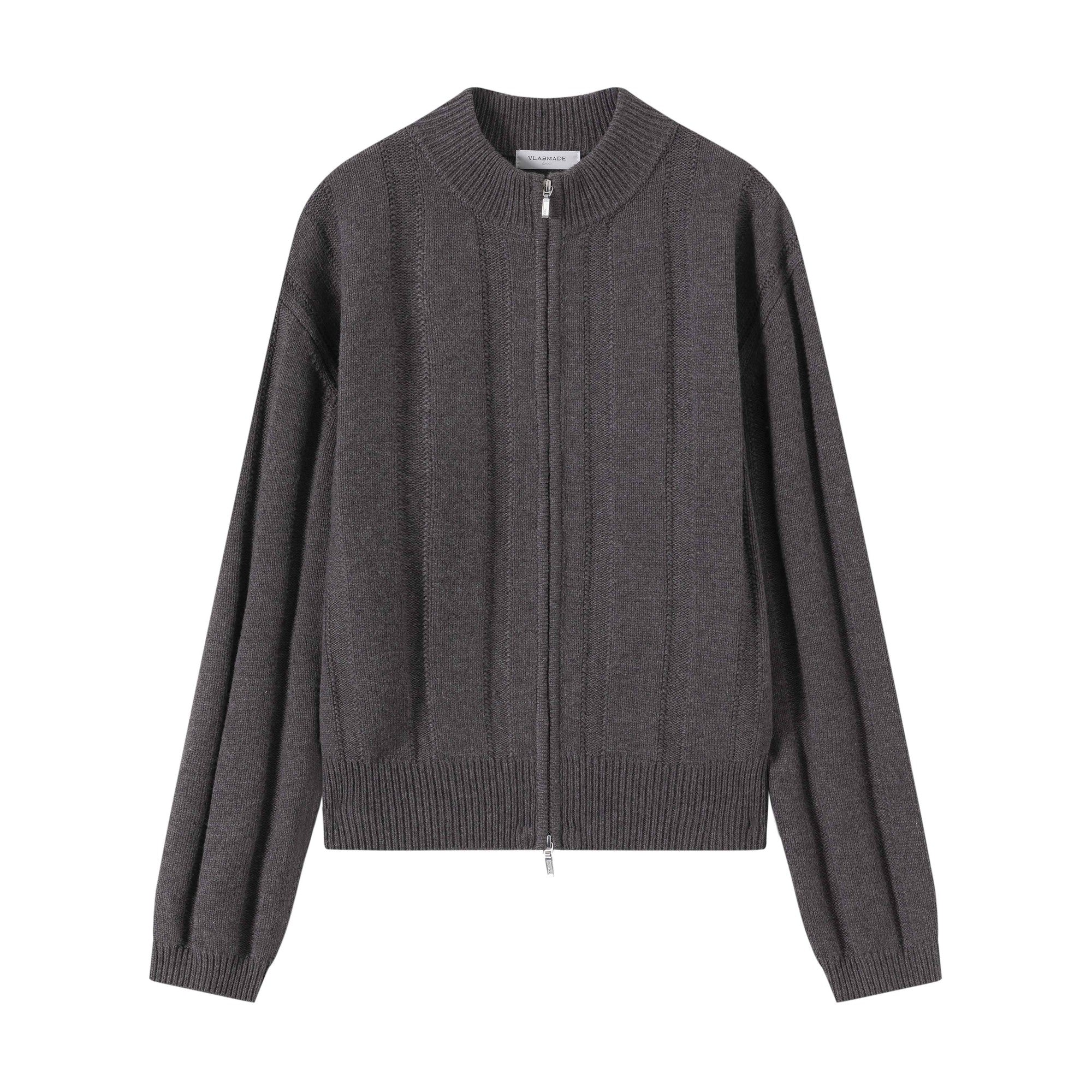 Warm Wool Blend Jacquard Stripe Cropped Relaxed Fit Unisex Citywalk Zip Knitwear main image