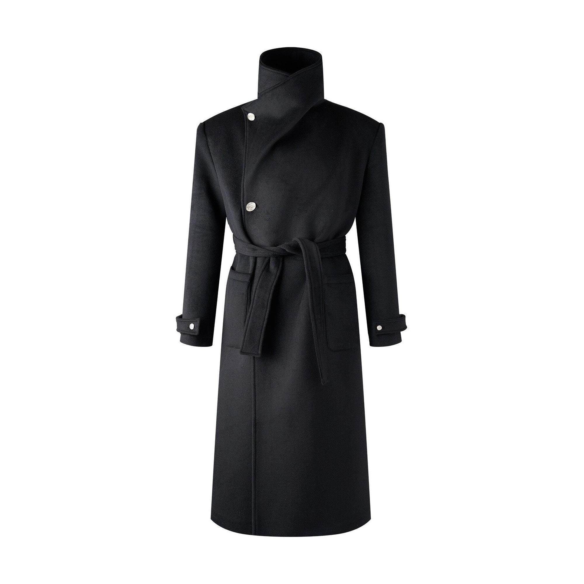 Warm Wrinkle Free Oversized Metal Trim Unisex Wool Blend Wool Coats main image