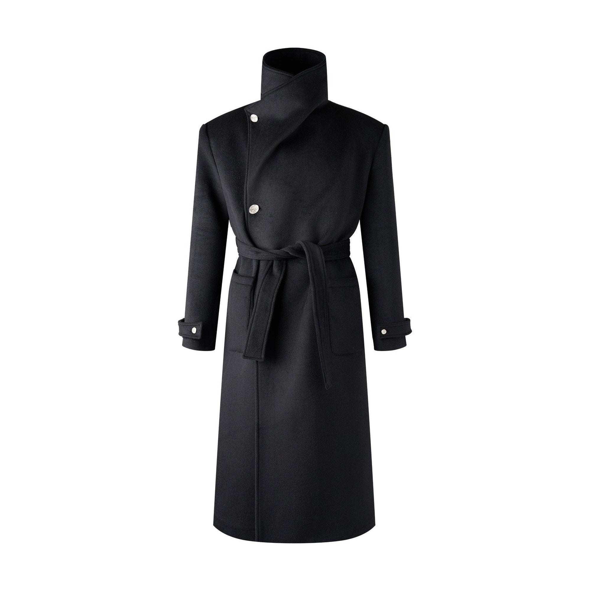 Warm Wrinkle Free Oversized Urban Longline Stand Collar Unisex Wool Coats main image