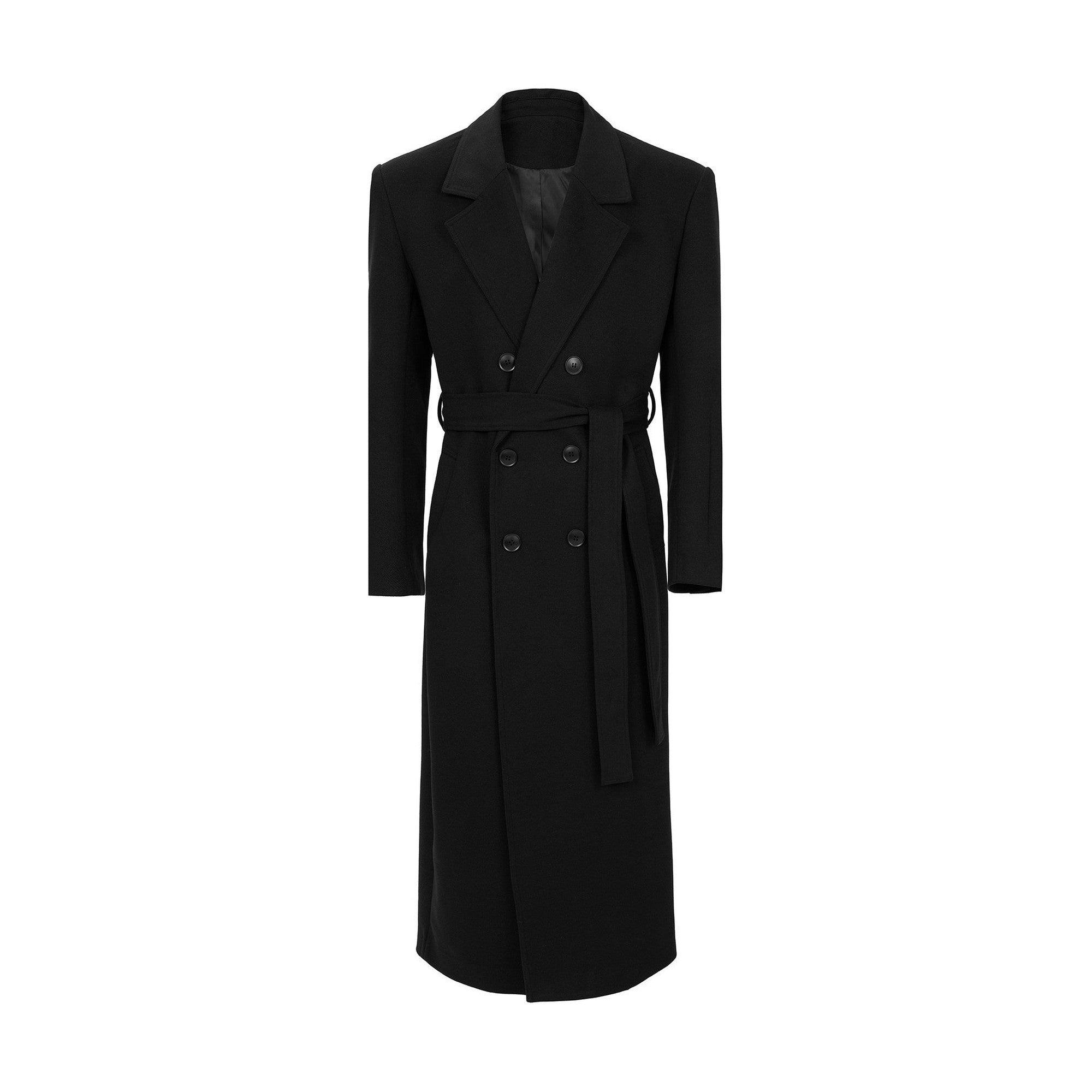 Warm Wrinkle Resistant Woolen Long Double Breasted Notch Lapel Youth Overcoats main image