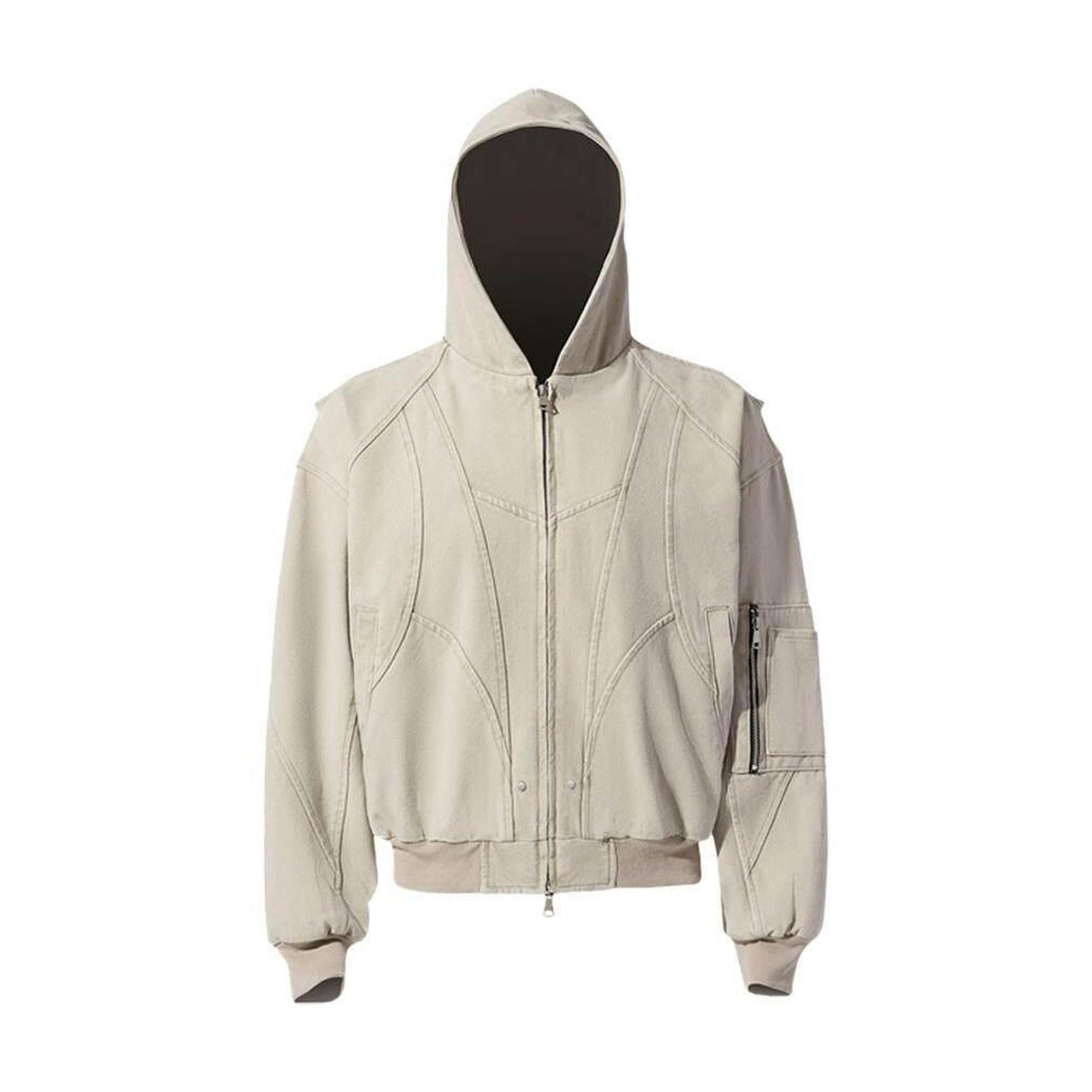 Washed Cotton Loose Hooded Zipper Pocket Unisex Daily Clean Fit Cropped Jackets main image