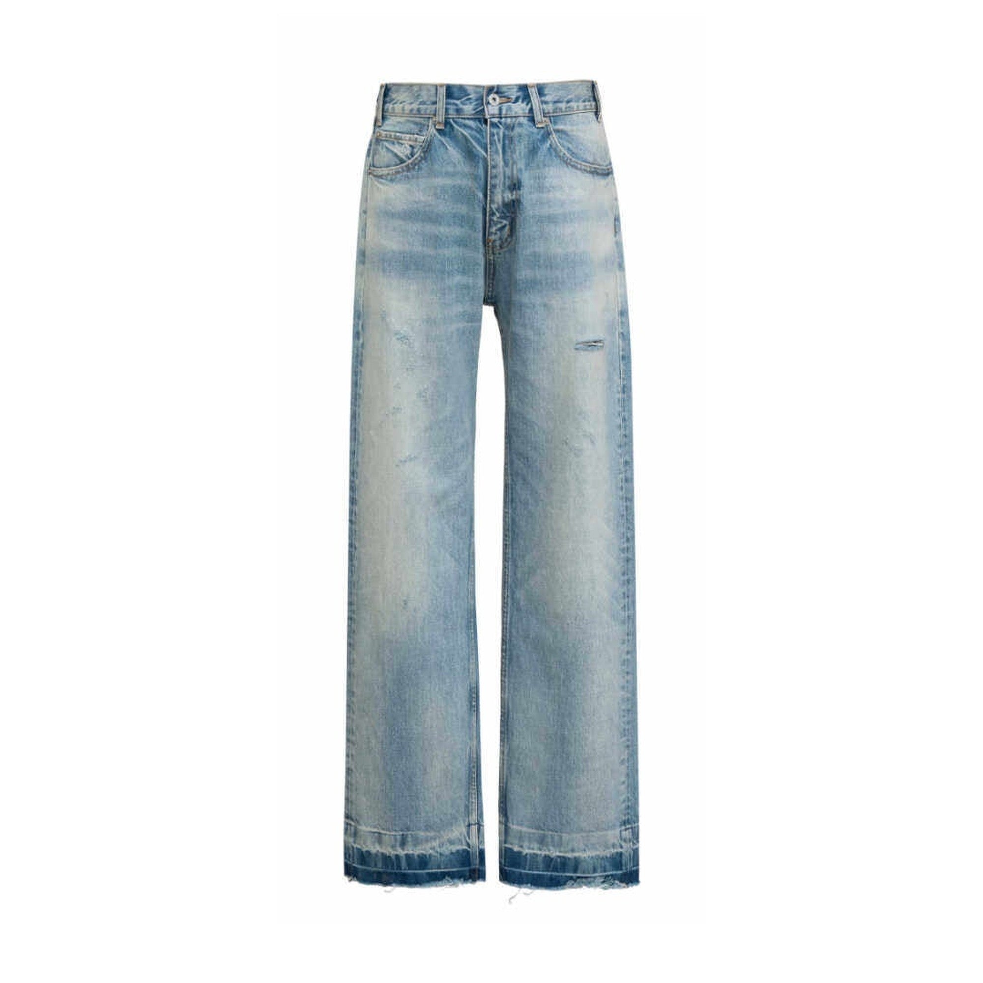 Washed Ripped Mid Rise Vintage Loose Fit Everyday Straight-Leg Jeans main image