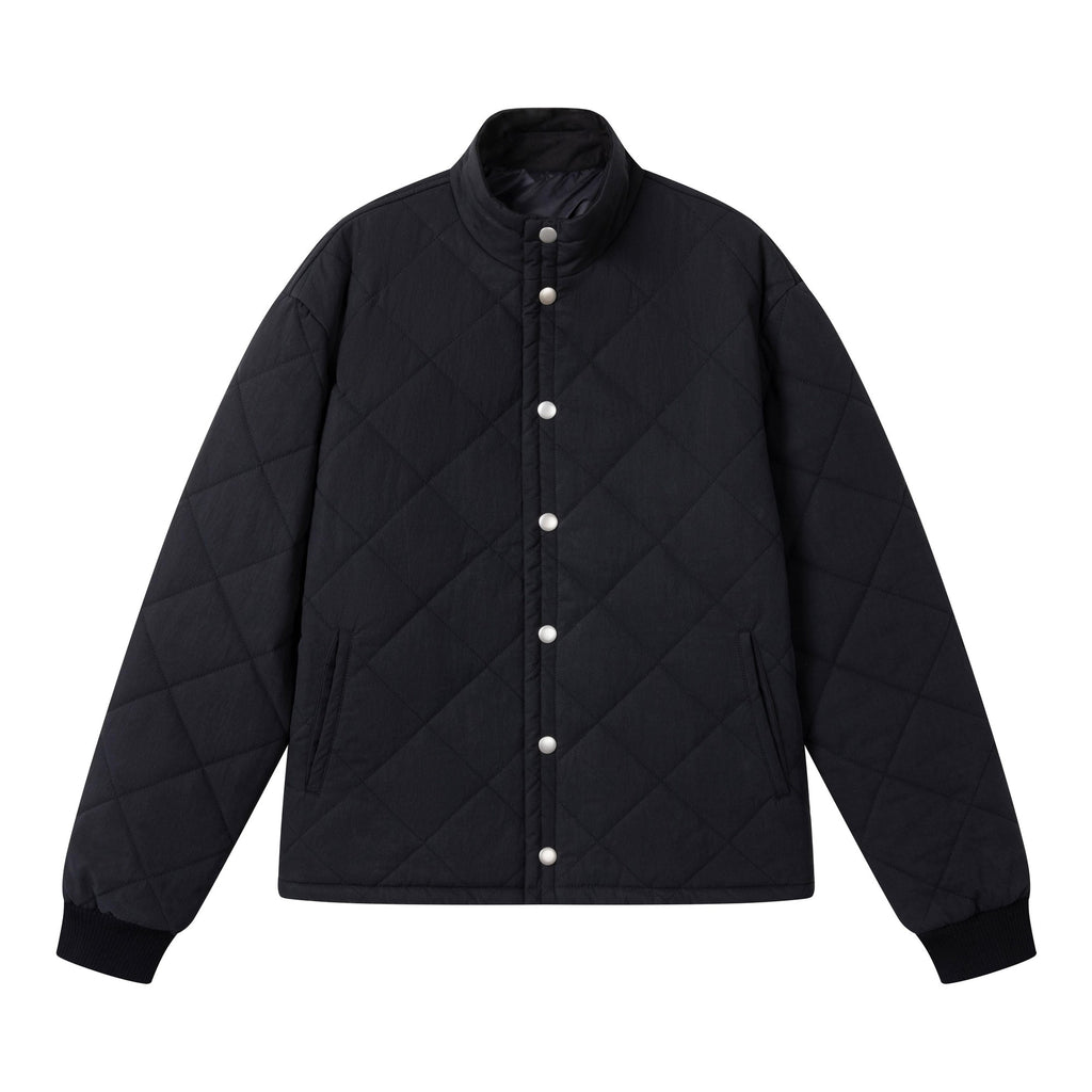 Waterproof Quilted Diamond Cotton Short Stand Collar Unisex Puffer Jackets main image
