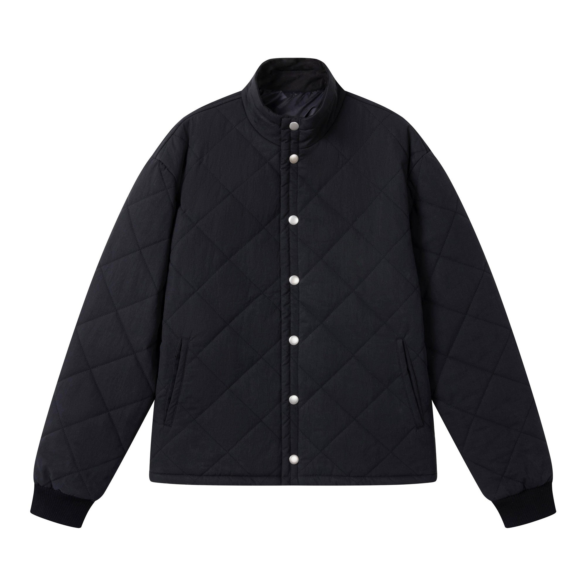 Waterproof Quilted Diamond Cotton Short Stand Collar Unisex Puffer Jackets main image