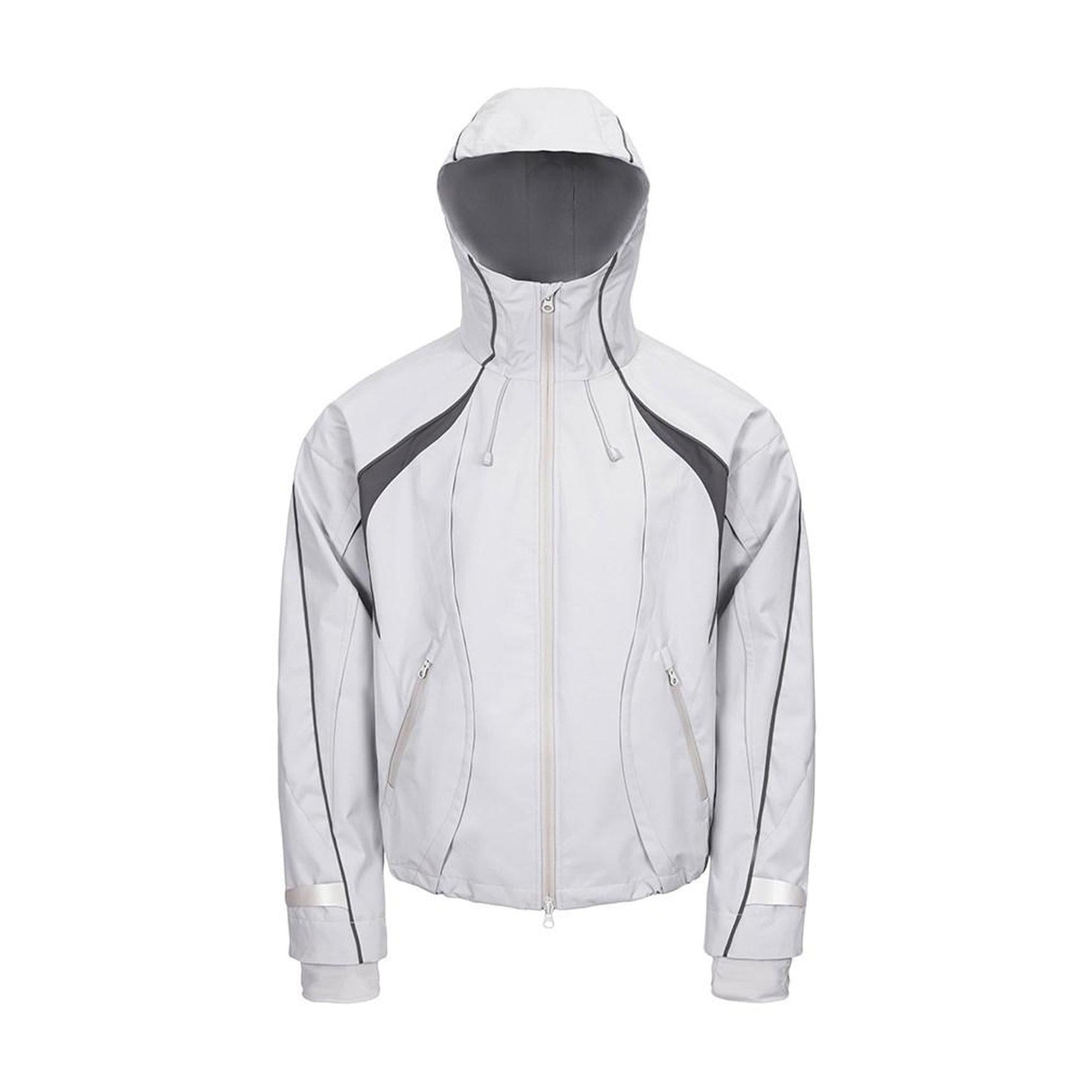 Windproof Hooded Colorblock Loose Fit Unisex Zip Casual Outerwear Shell Jackets main image