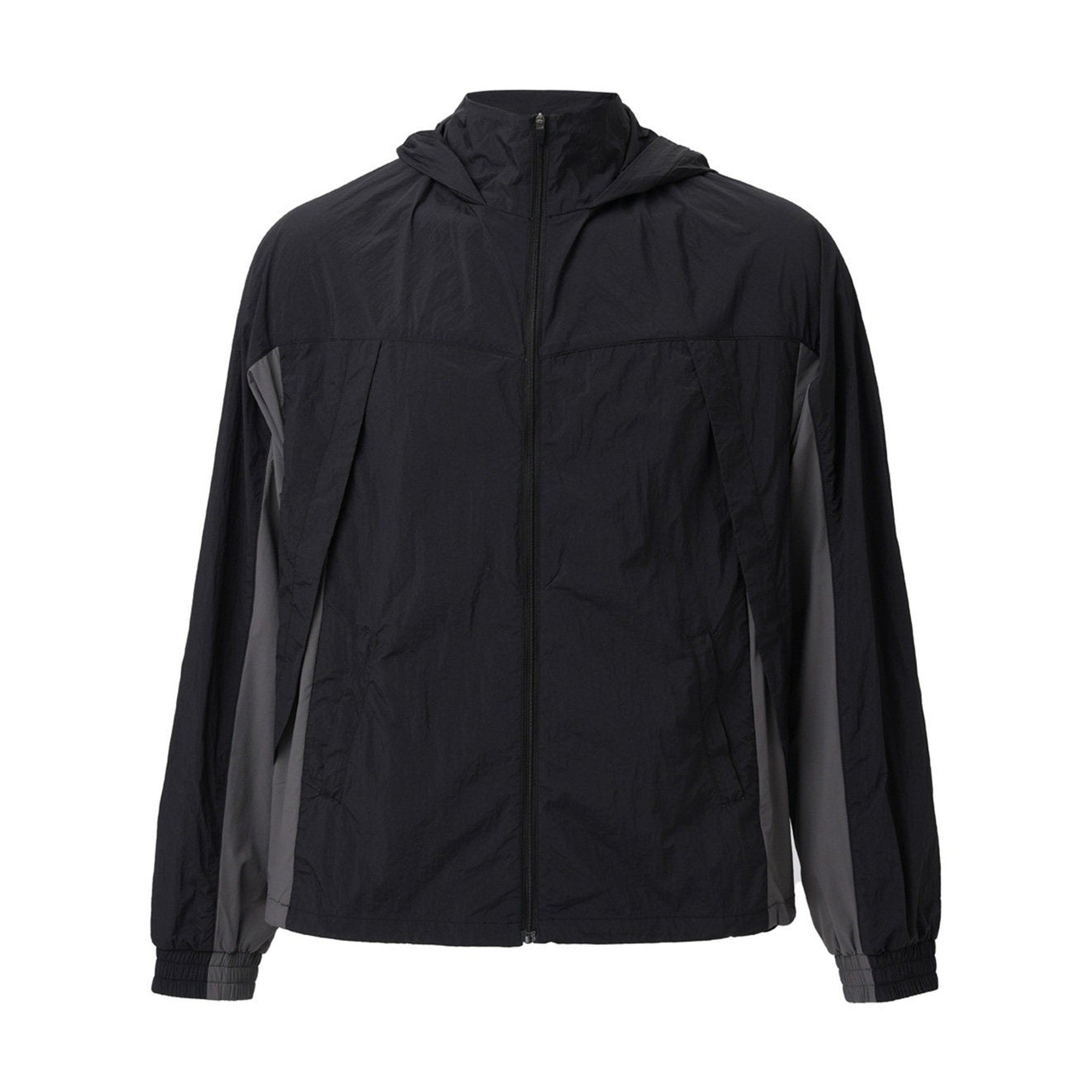 Wrinkle Free Colorblock Loose Fit Hooded Unisex Nylon Zip Sun Protection Jackets main image
