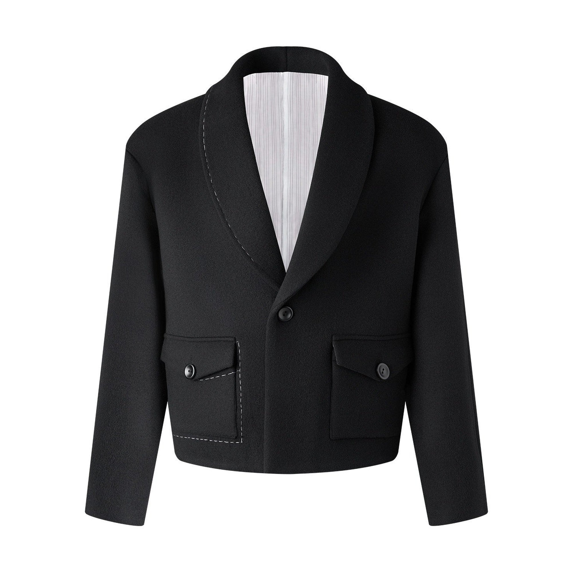 Wrinkle Free Colorblock Loose Fit Unisex Commuter 70 Percent Wool Wool Jackets main image