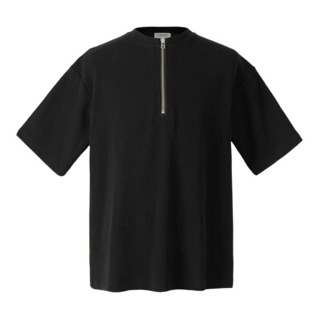 Wrinkle Free Double Zipper Loose Cotton Street Men Waffle Short Sleeve T-Shirts main image