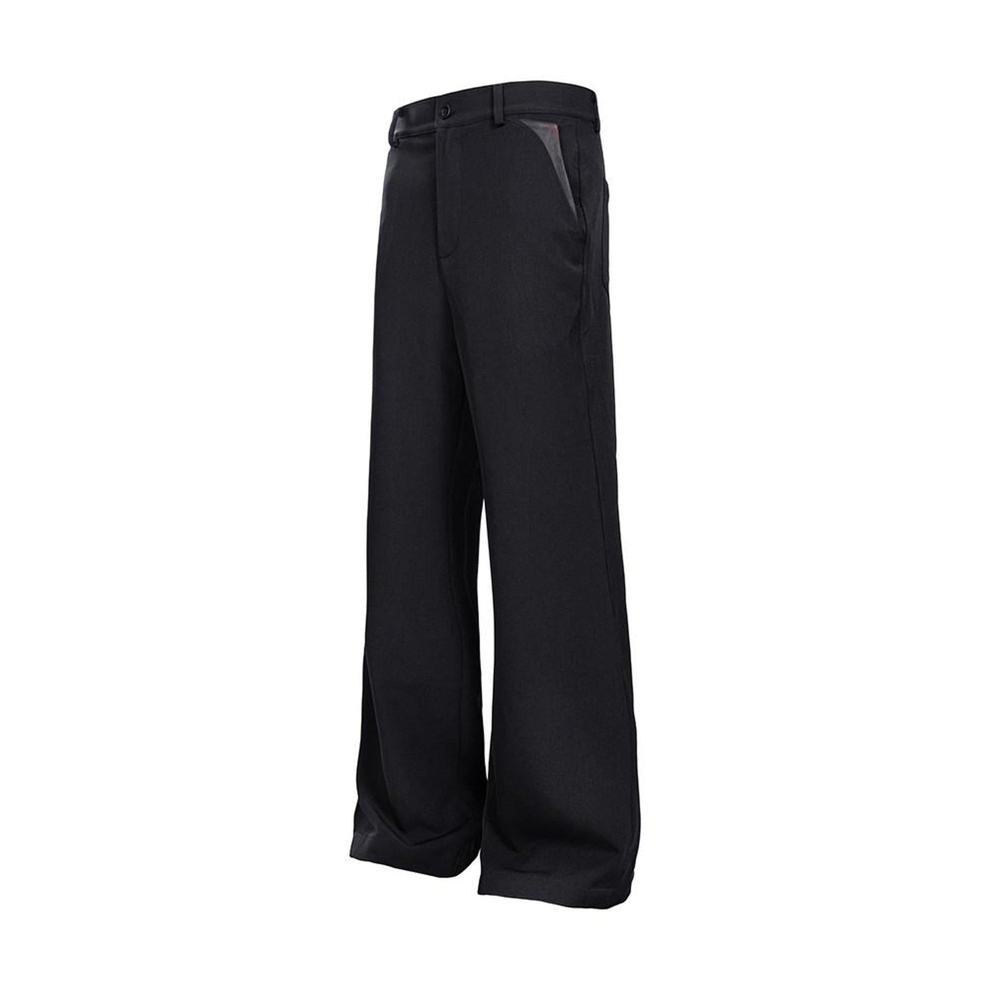 Wrinkle Free Embroidered Loose Fit Subtle Flare Khaki Black Flared Pants main image